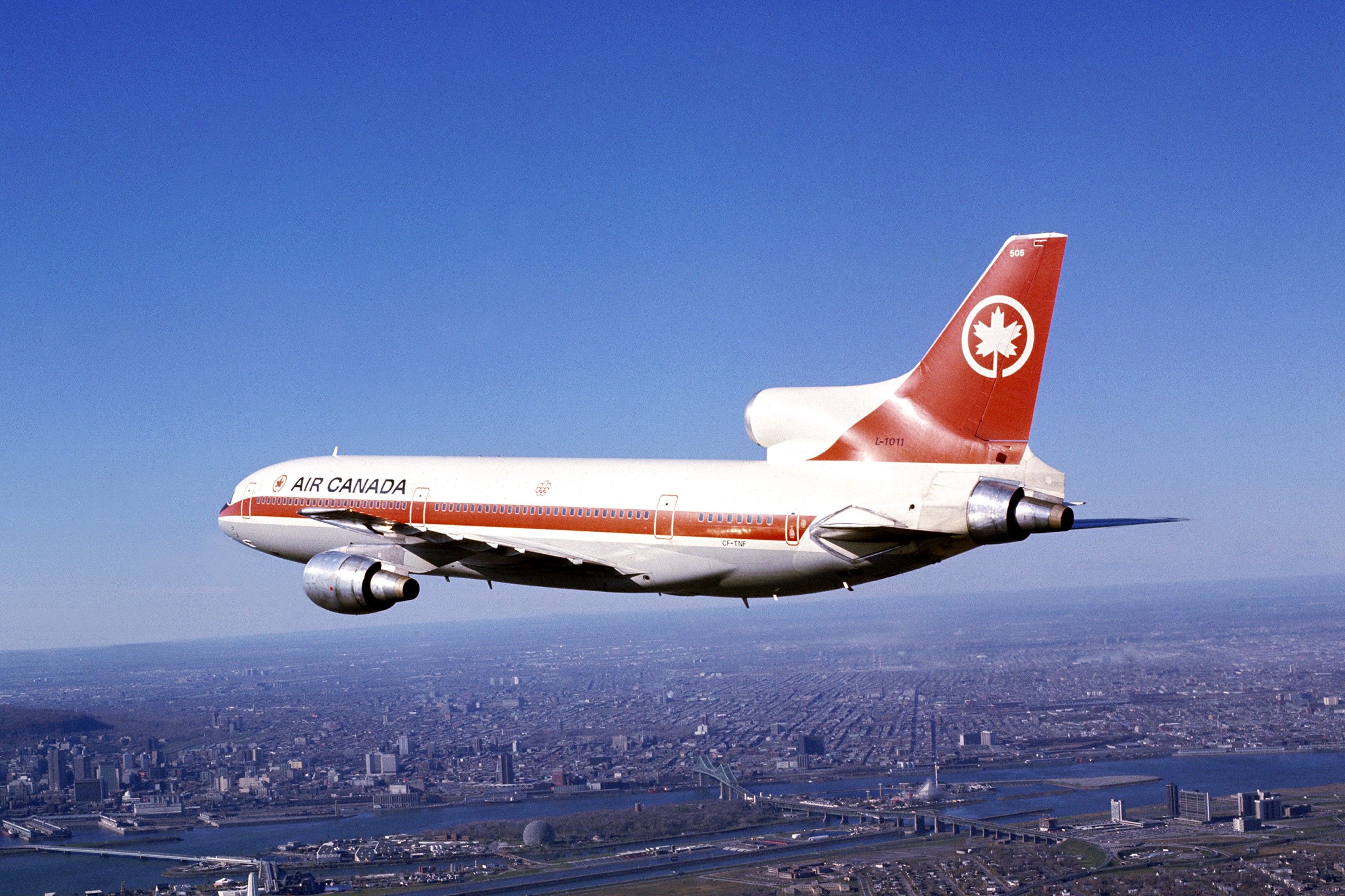 An Air Canada Lockheed L-1011 TriStar Flying in the sky.