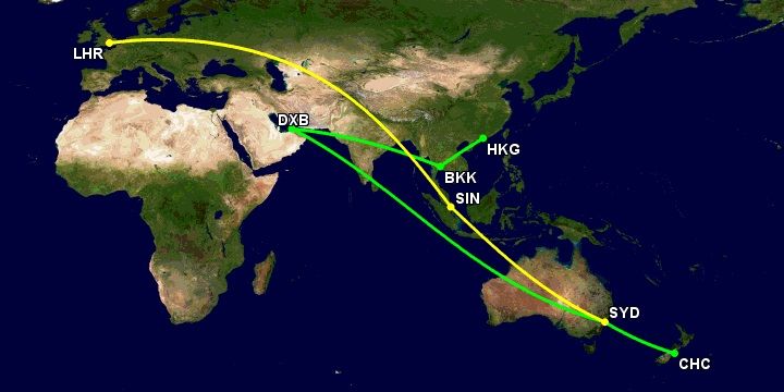 One-stop A380 routes January 2024-1