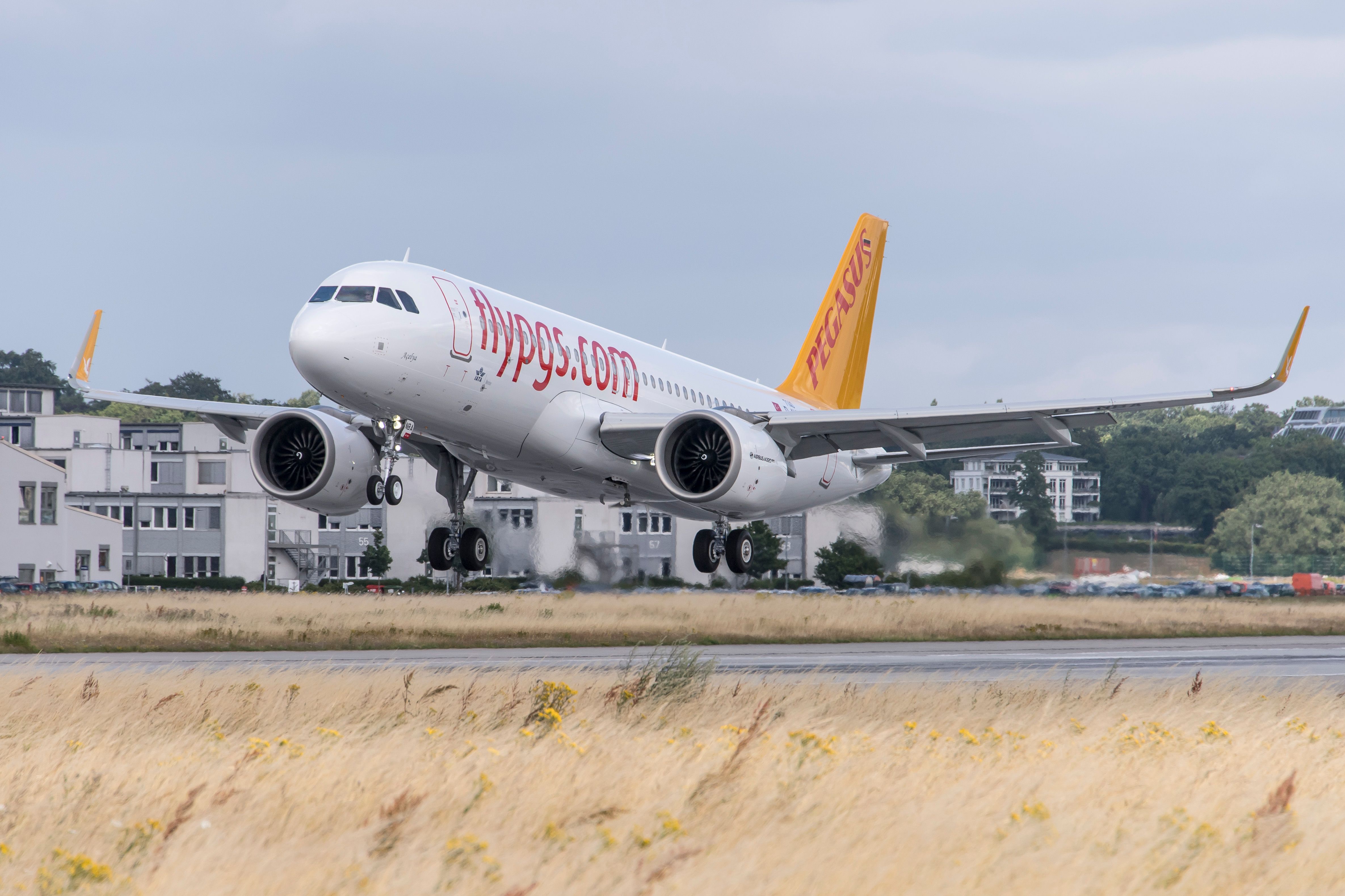 A Pegasus Airlines Airbus A320neo About to land.