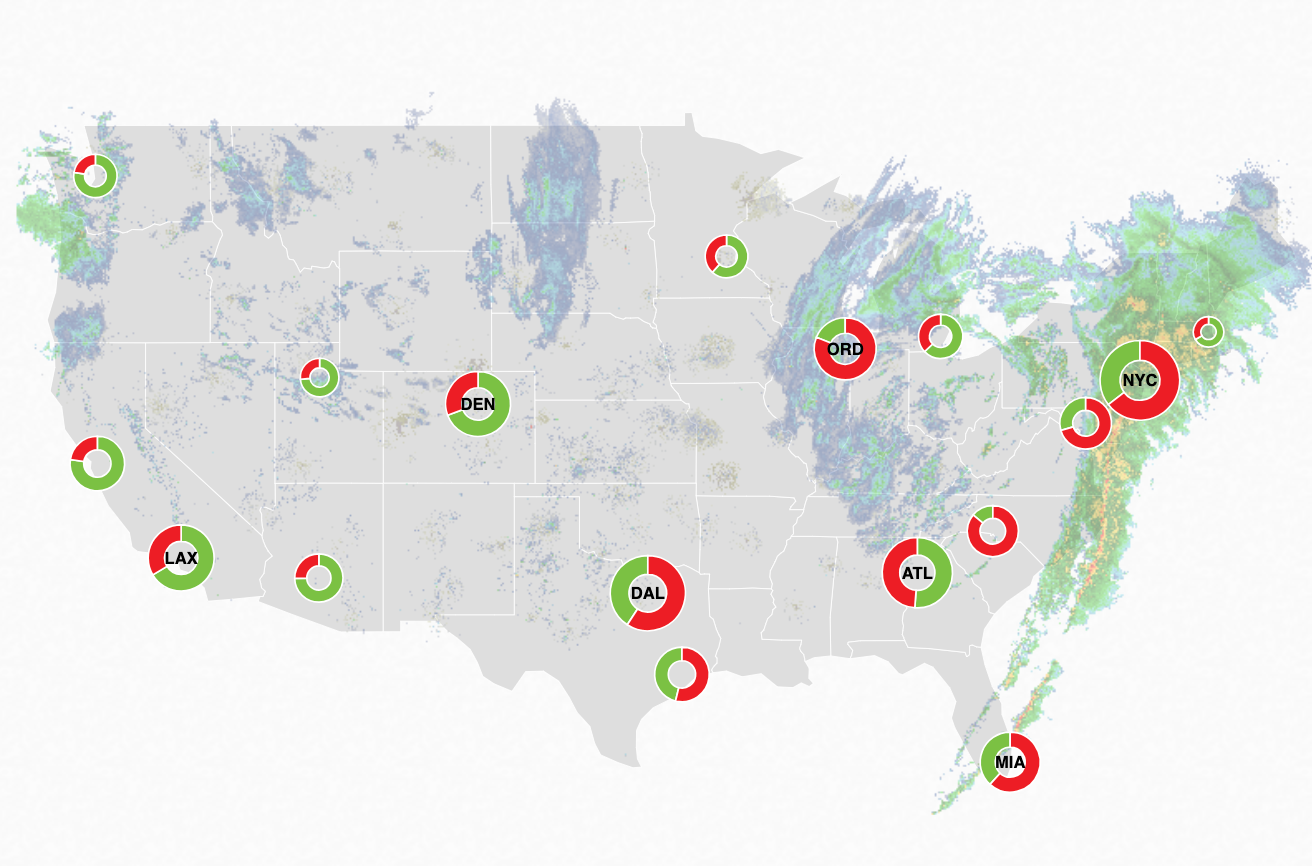 FlightAware Misery Map, January 9, 2024.