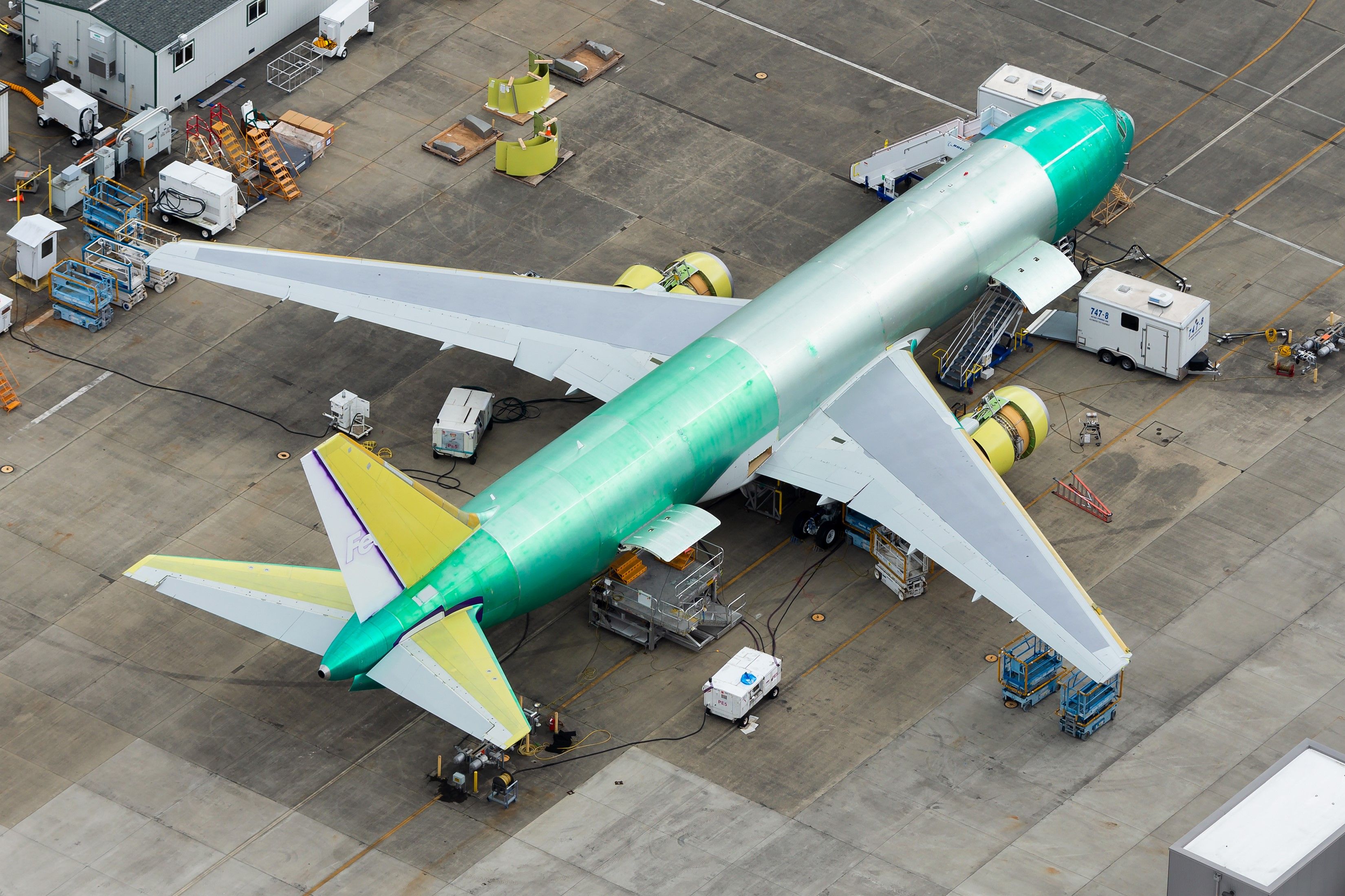 Unpainted Boeing 767 Aerial View