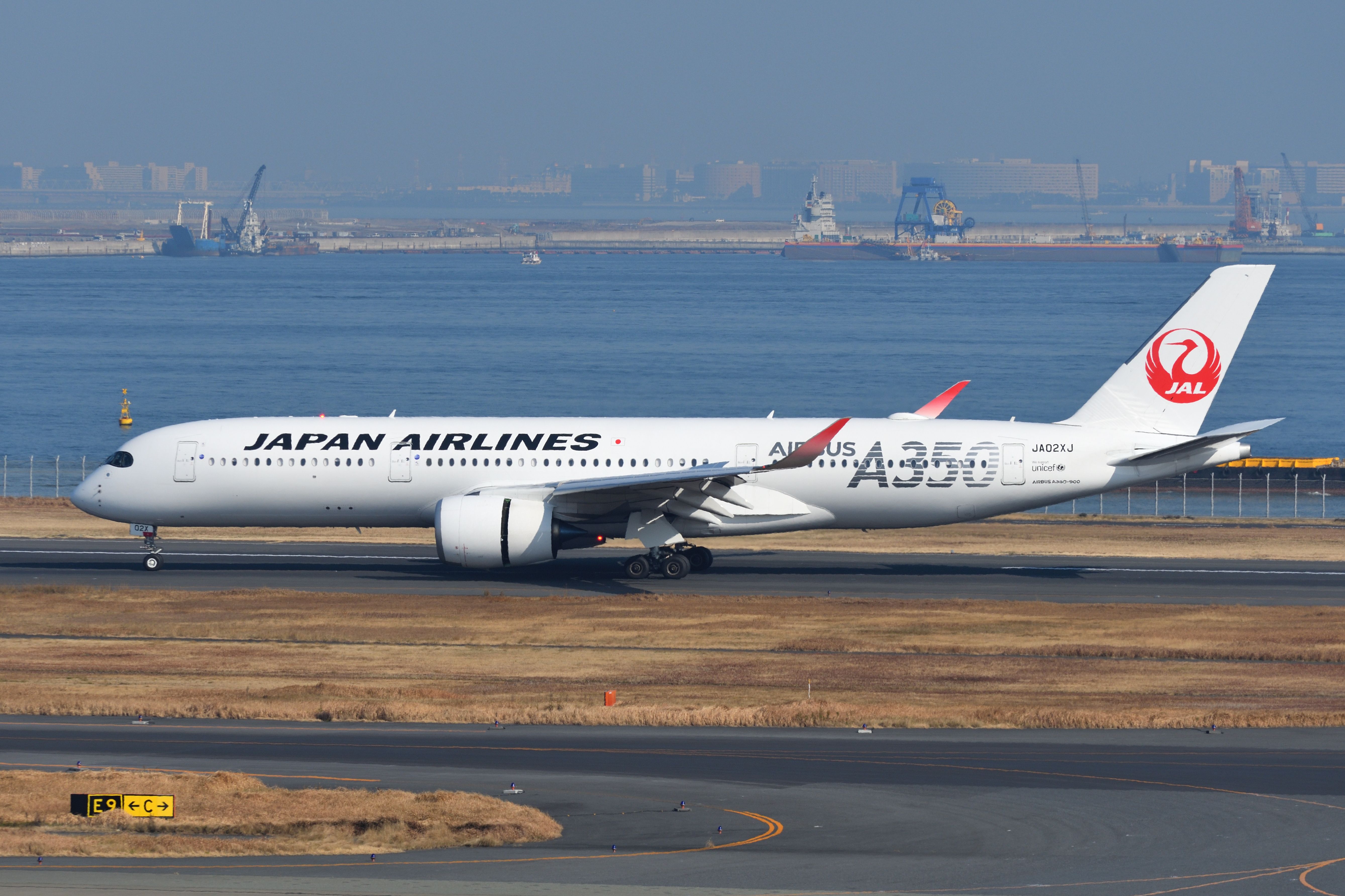 A Japan Airlines Airbus A350 taxiing