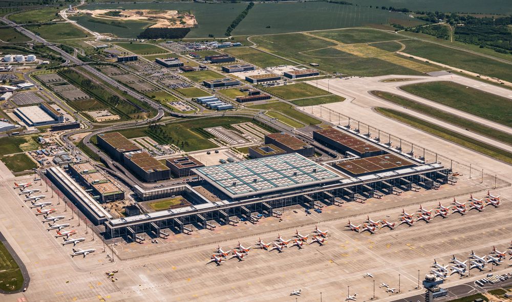 parked planes at Berlin Brandenburg Airport 