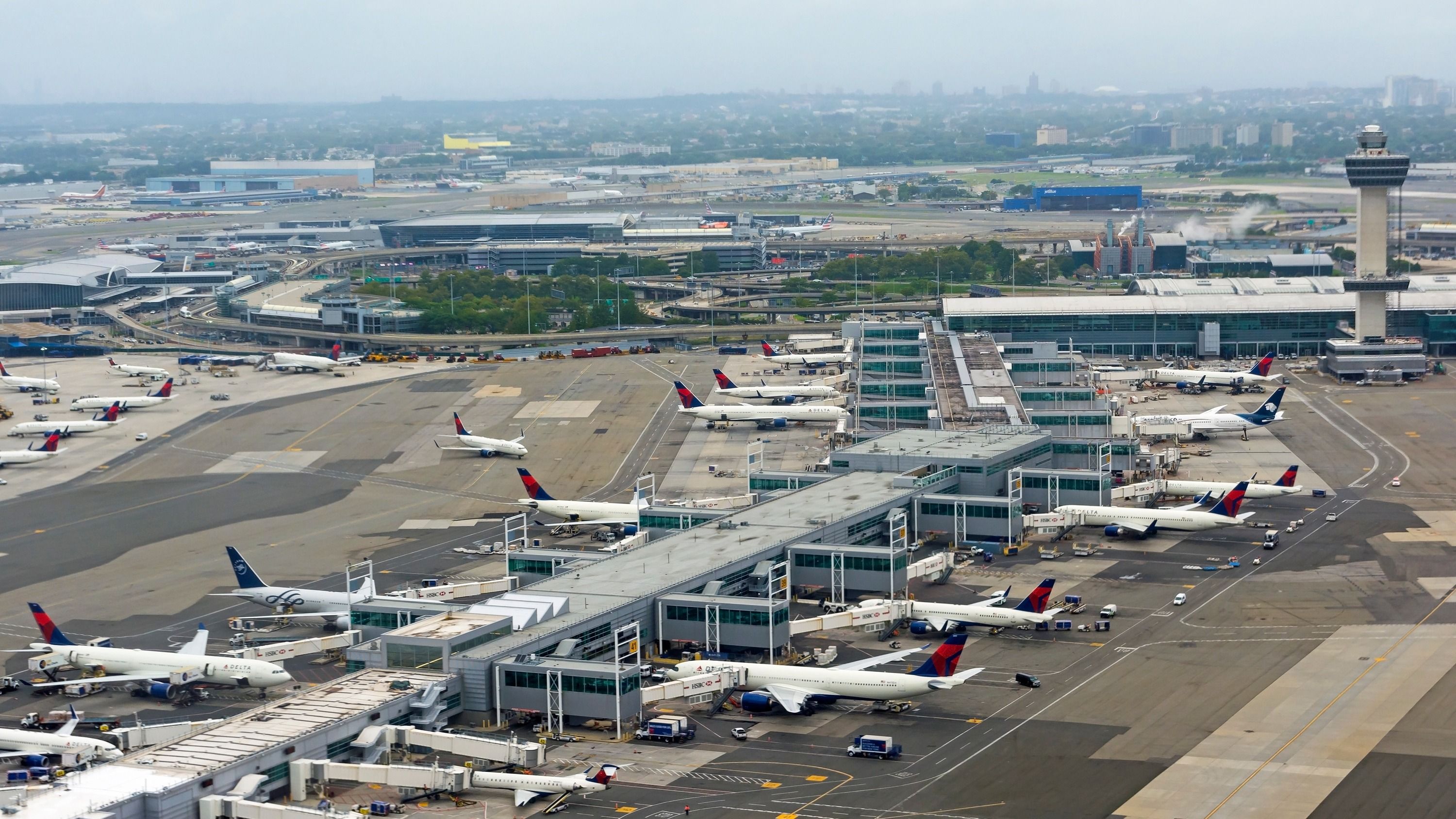 View of Delta Air Lines Terminal At New York-JFK Airport. 
