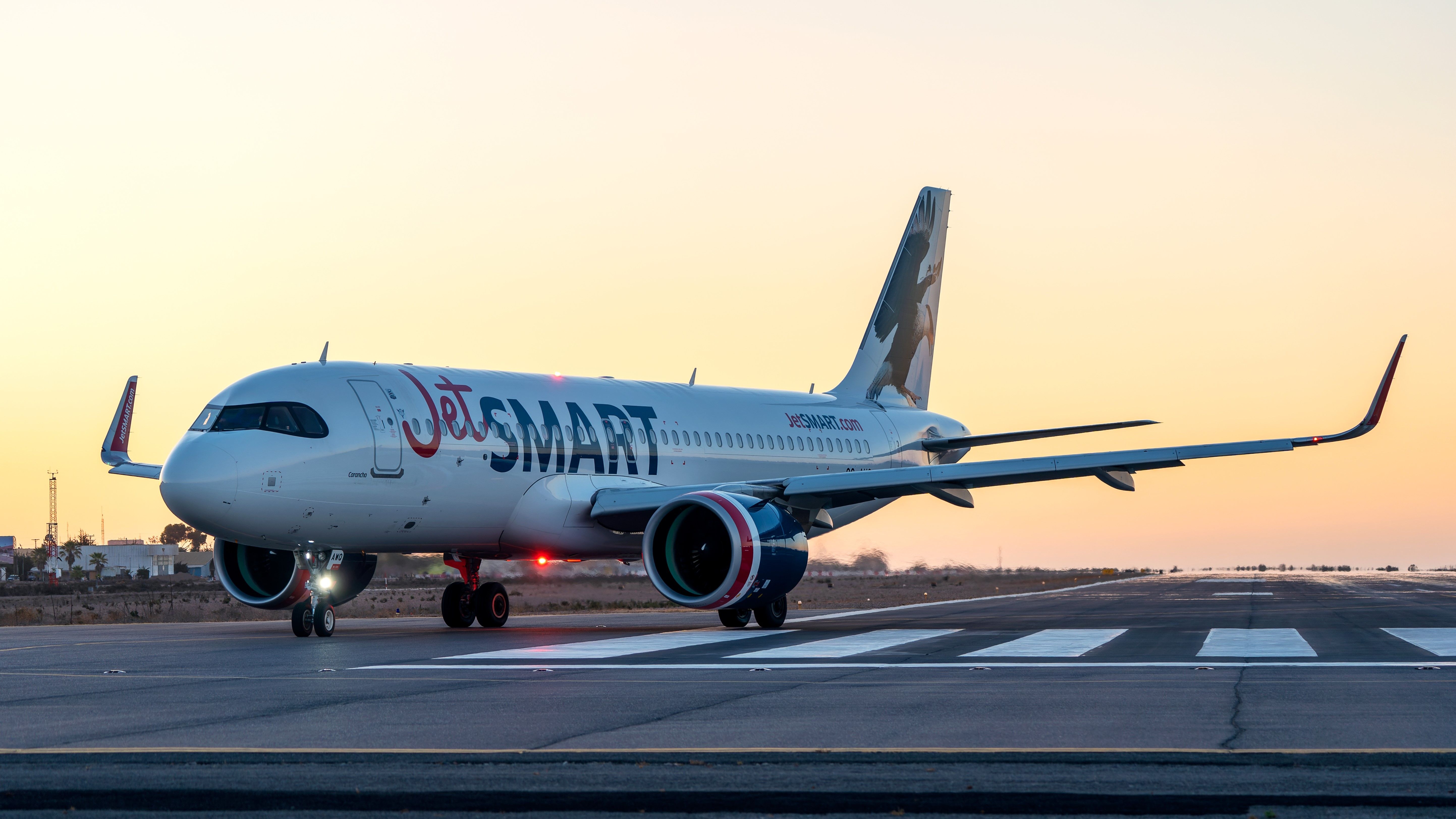 La Serena, Coquimbo region, Chile, 22 of February, 2022. JetSmart Airbus A320 commercial aircraft in the airport