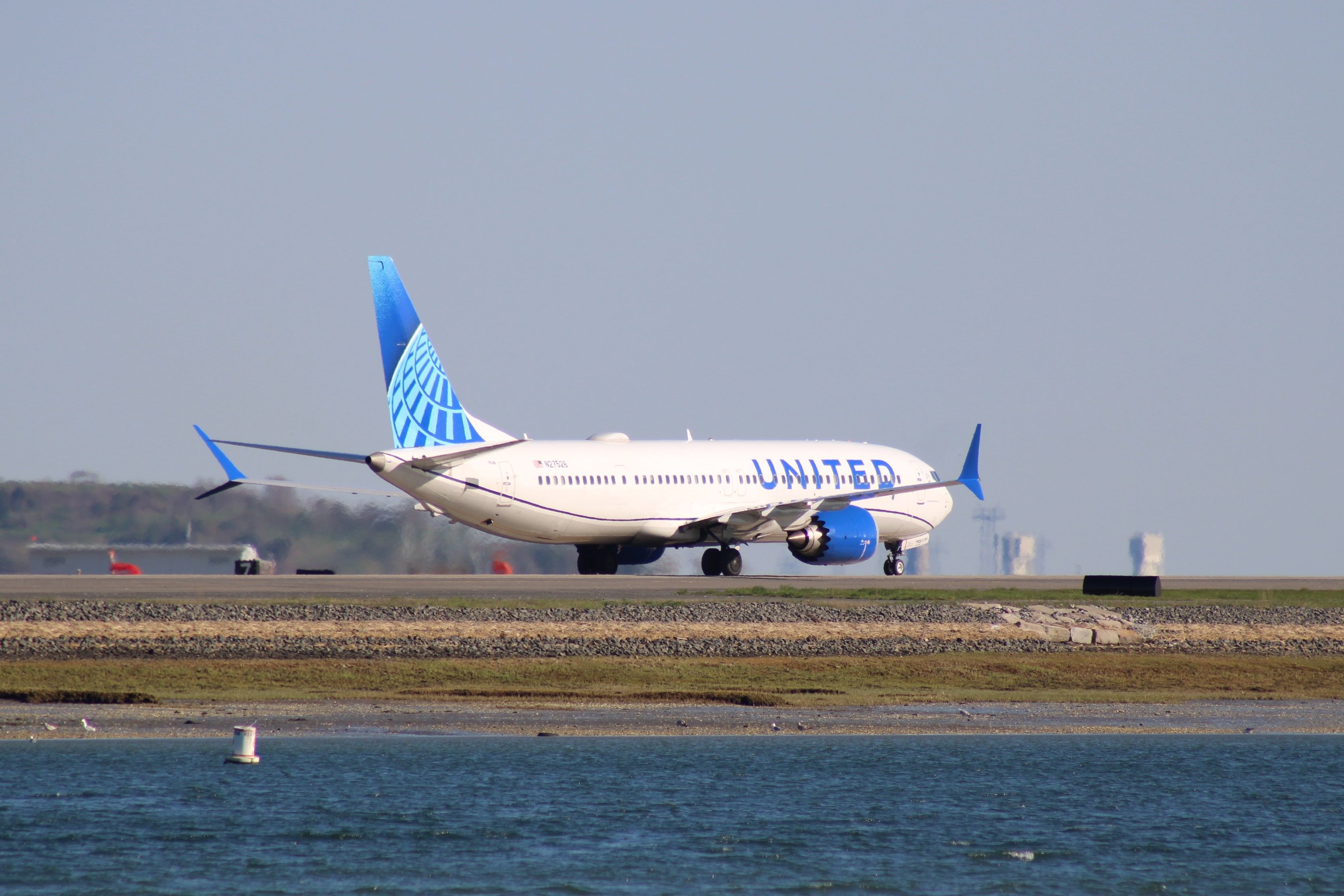 United Airlines Boeing 737 MAX-9 airplane at Boston Logan Airport (BOS) in the United States