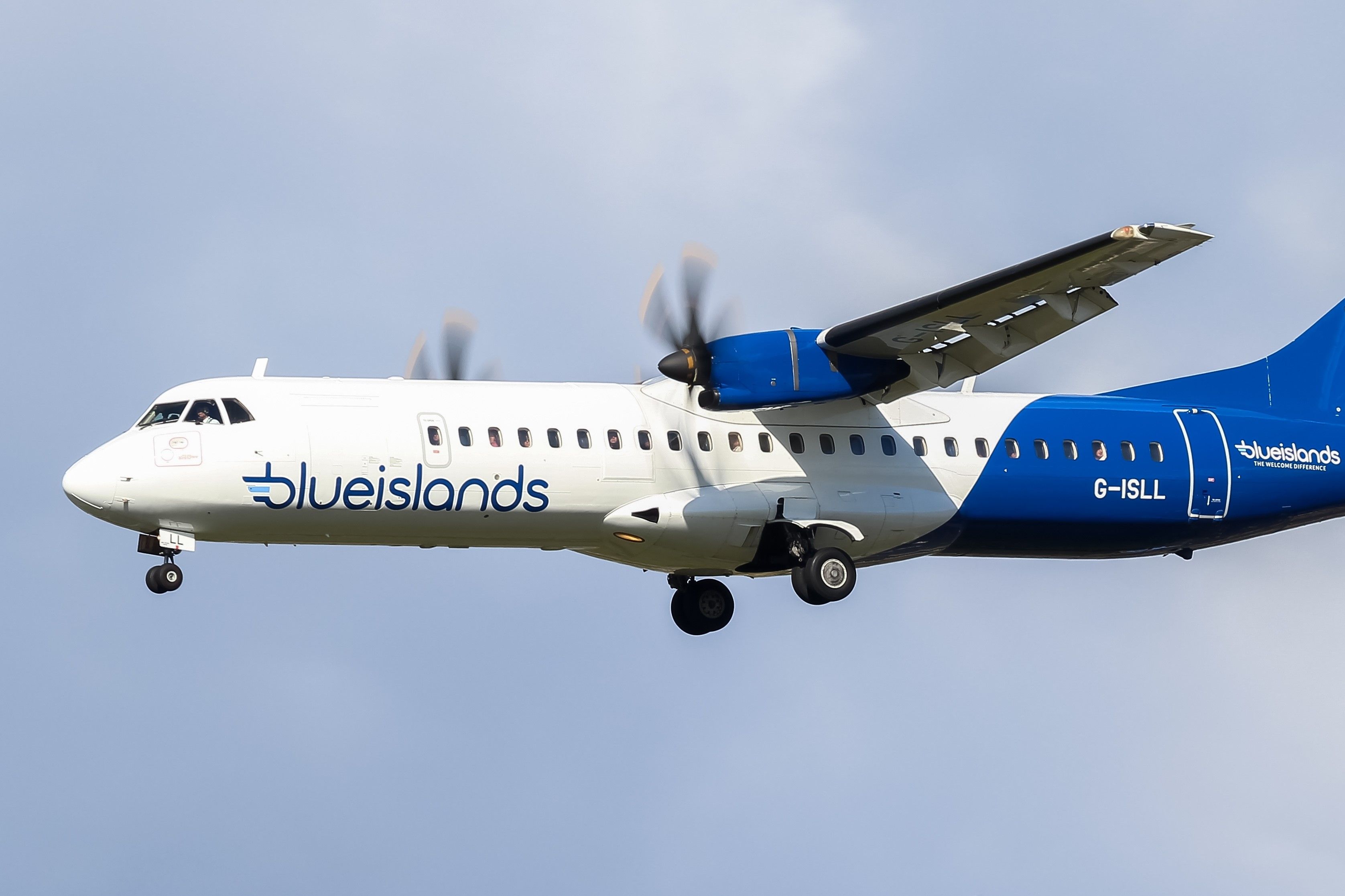 A Blue Islands ATR 72 Flying In The Sky.