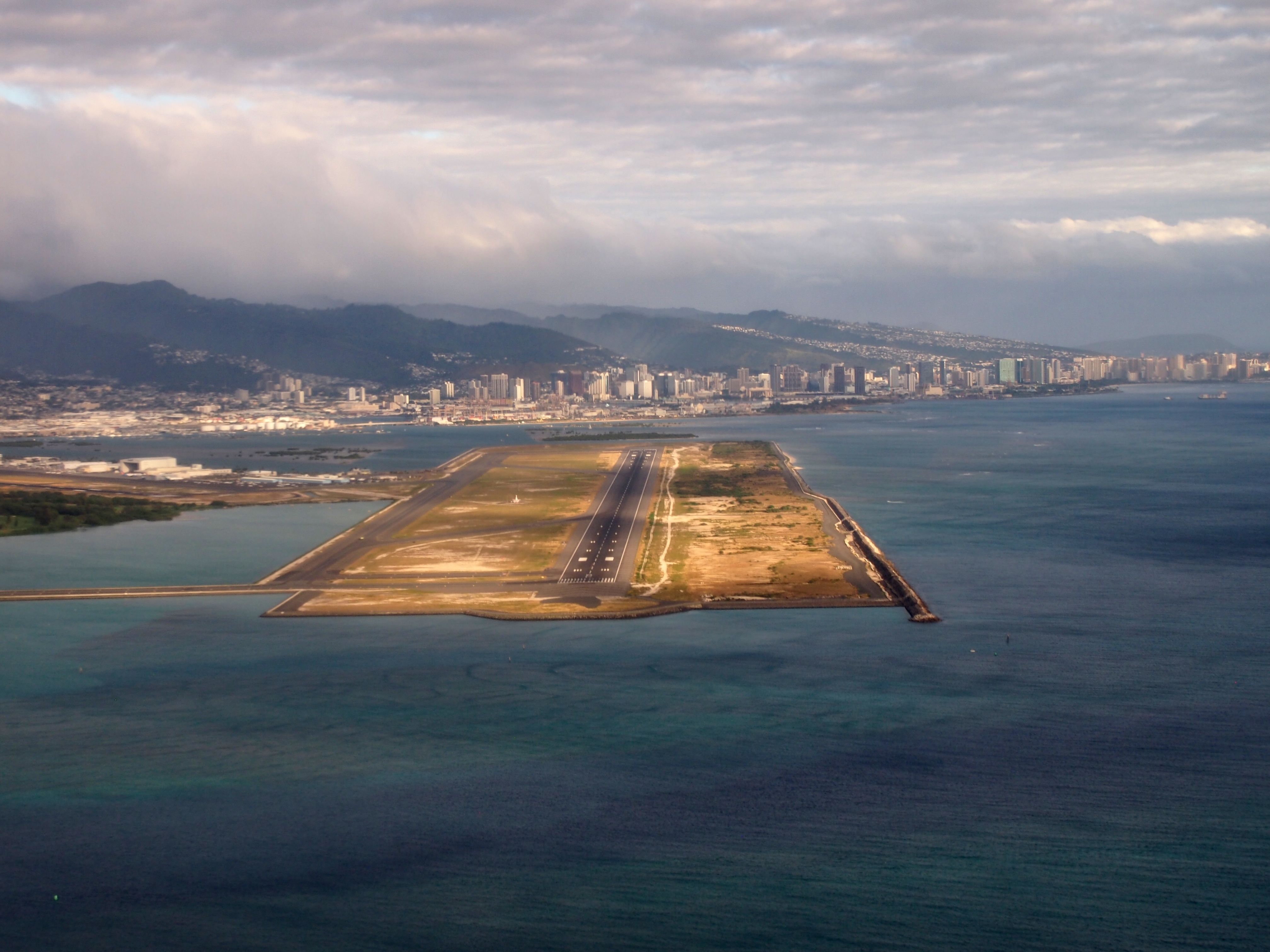 An Aerial View of The Reef Runway at Honolulu International Airport.