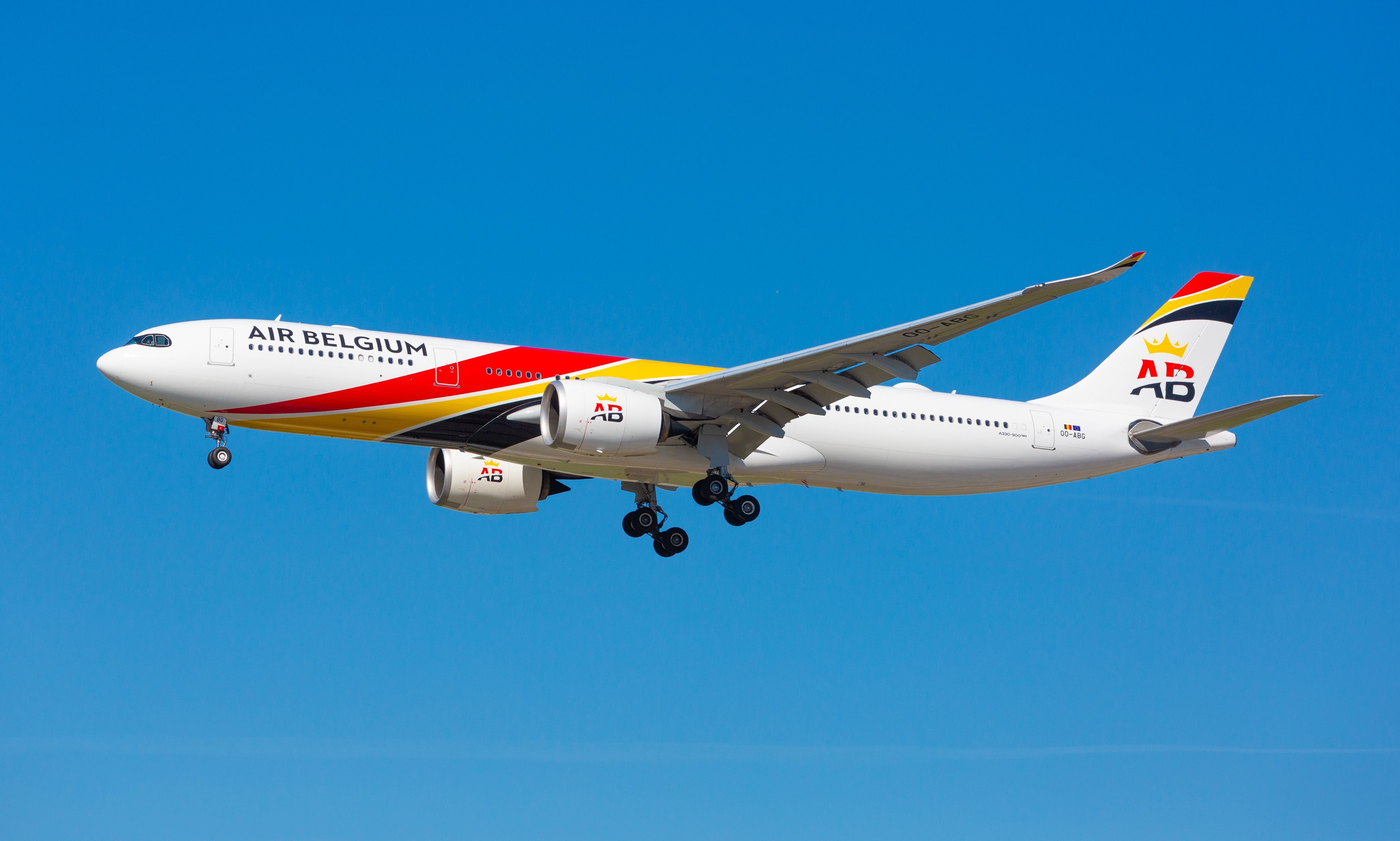 A Belgian Airlines Airbus A330neo lands at Chicago O'Hare International Airport.