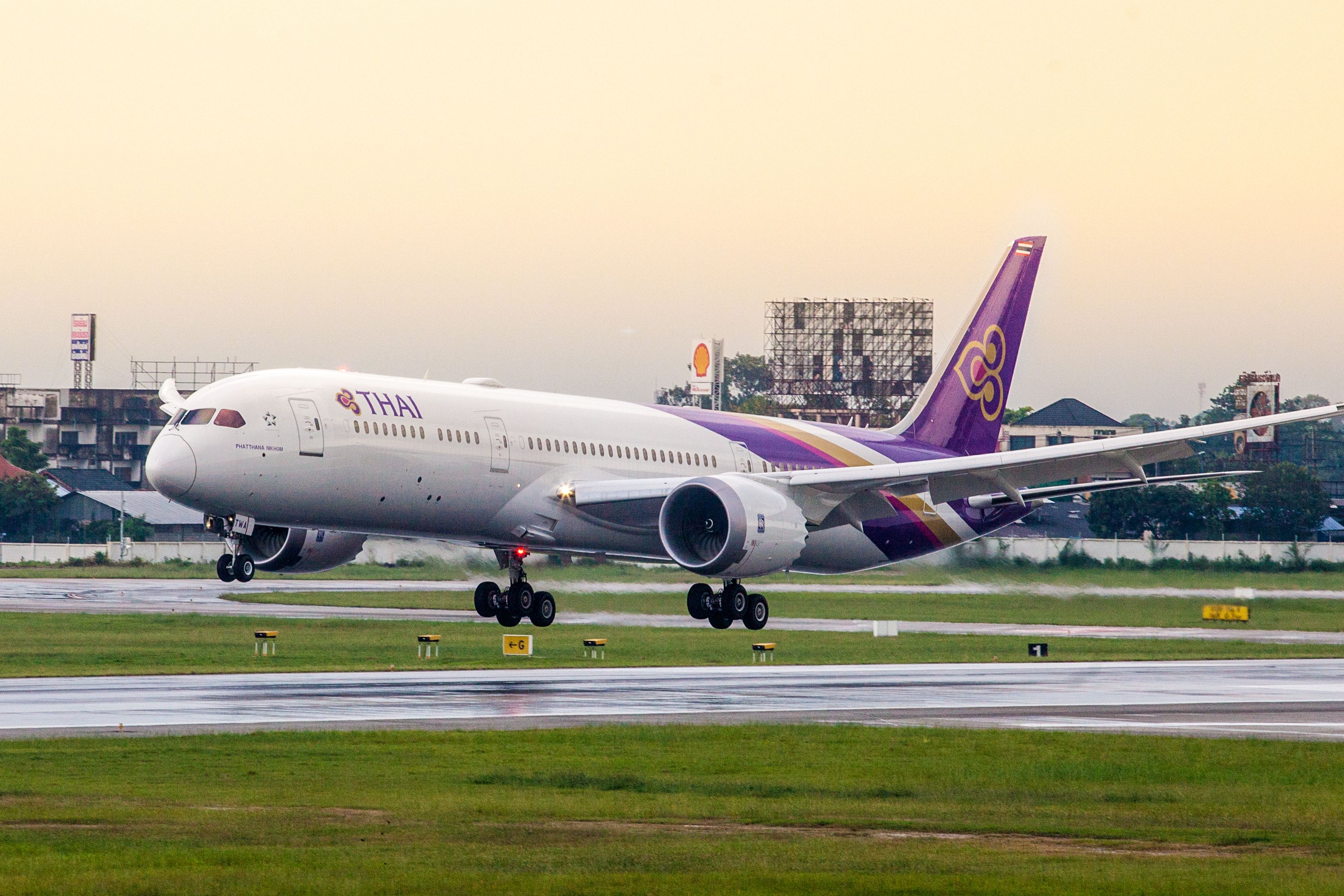 Boeing 787-9 Dreamliner of Thai airways which opearated on flight TG110 from Bangkok to Chaing Mai