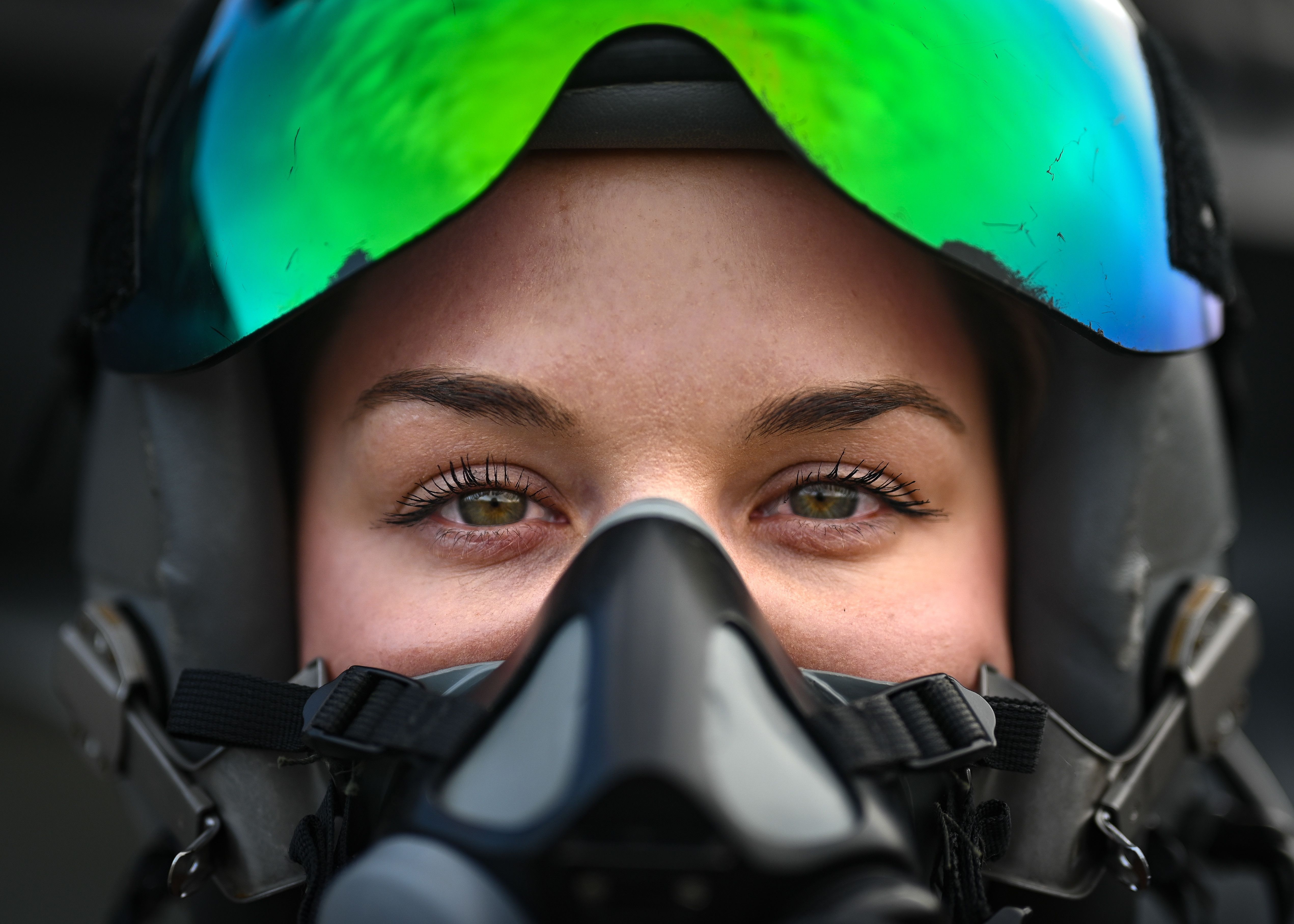 U.S. Air Force Capt. Aimee Fiedler in her F-16.