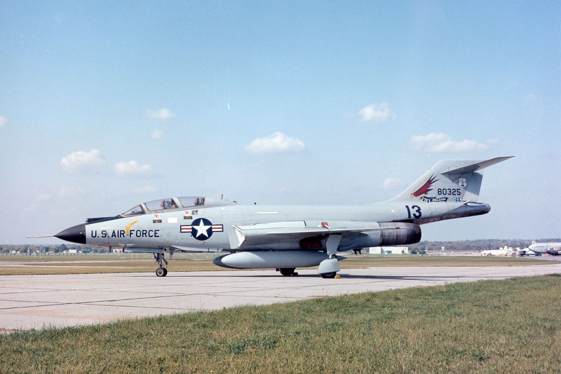 A McDonnell F-101B Voodoo on an airfield apron.
