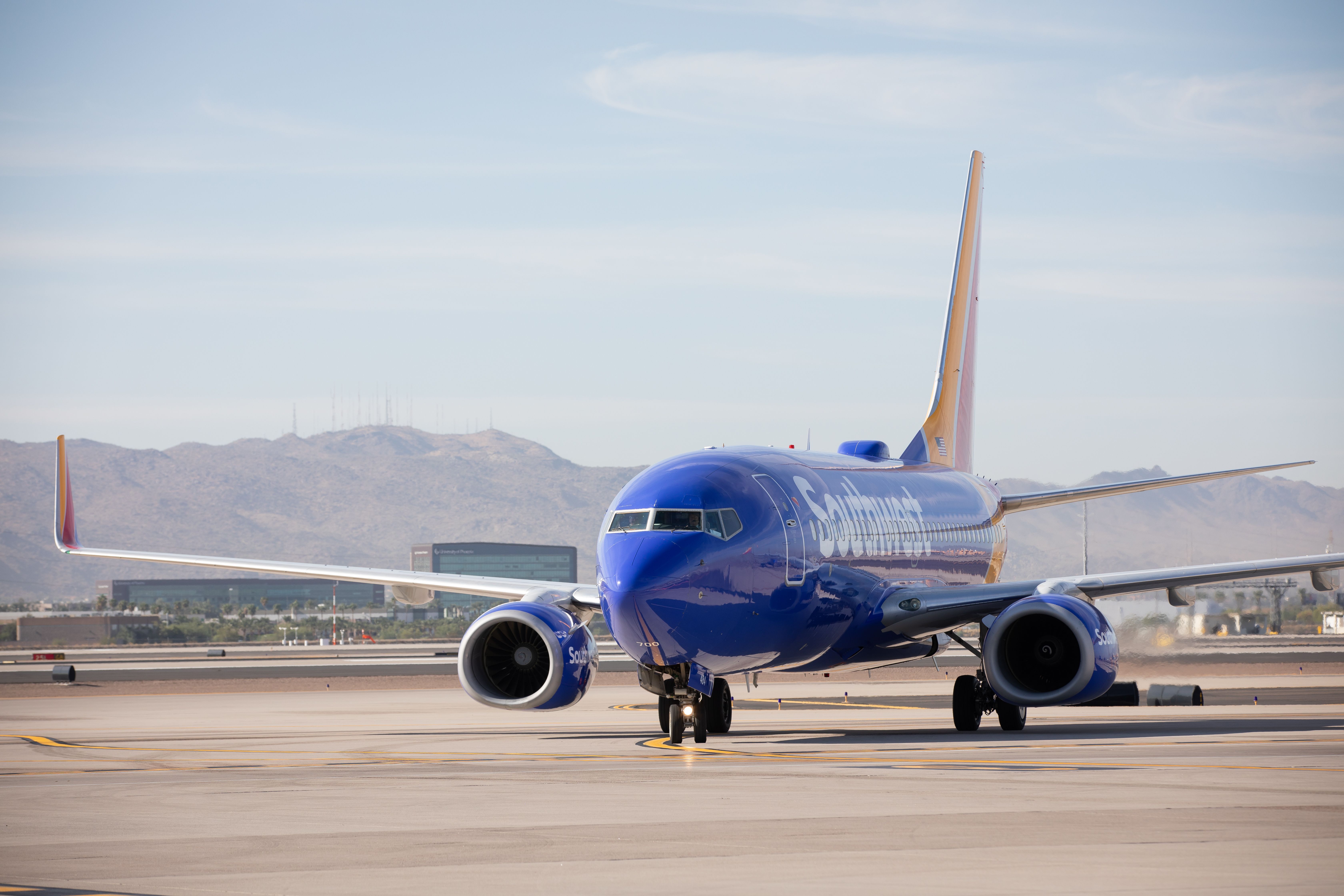 A Southwest Airlines Boeing 737 on an airport apron.