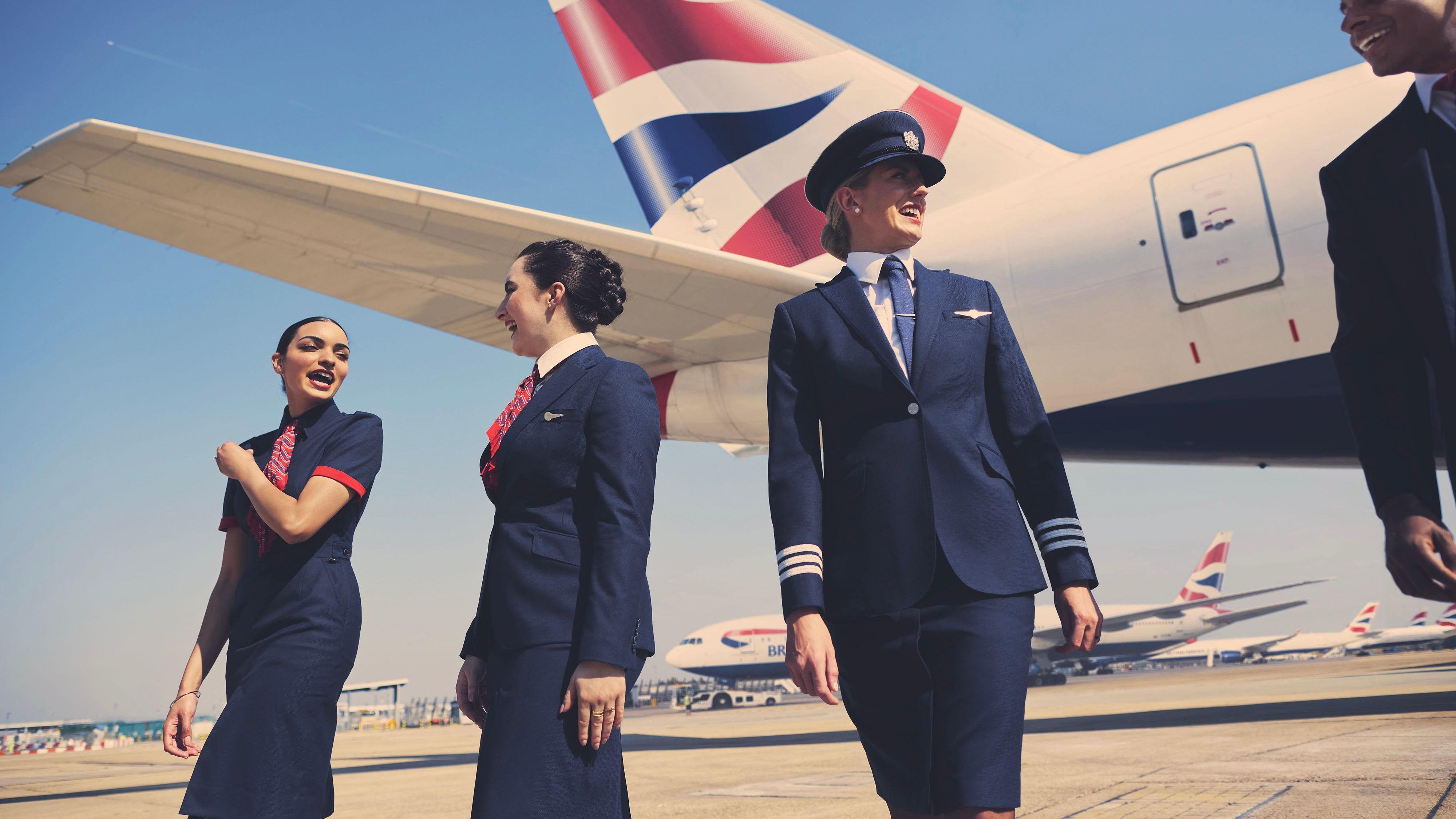 British Airways cabin crew, pilot and aircraft tail