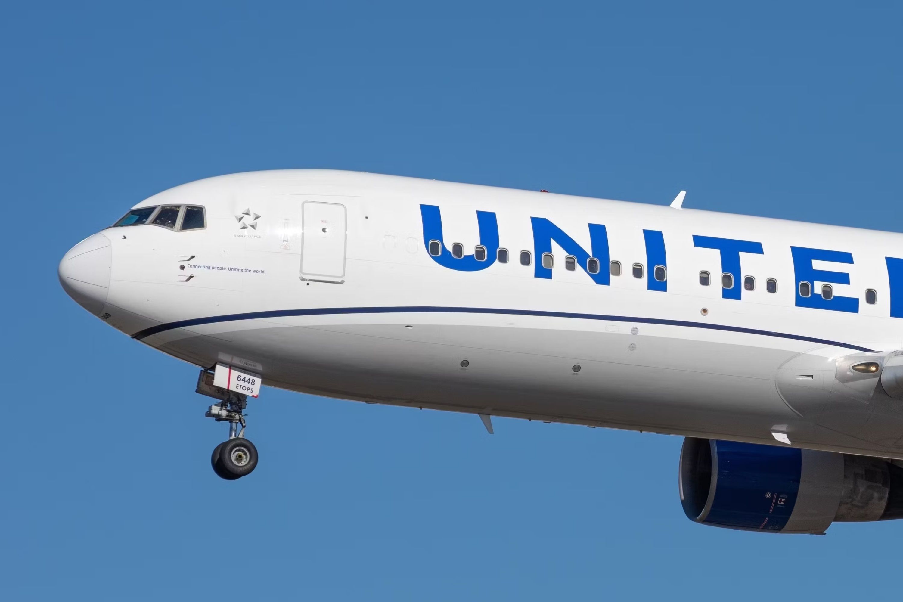 A United 767-300ER on final approach