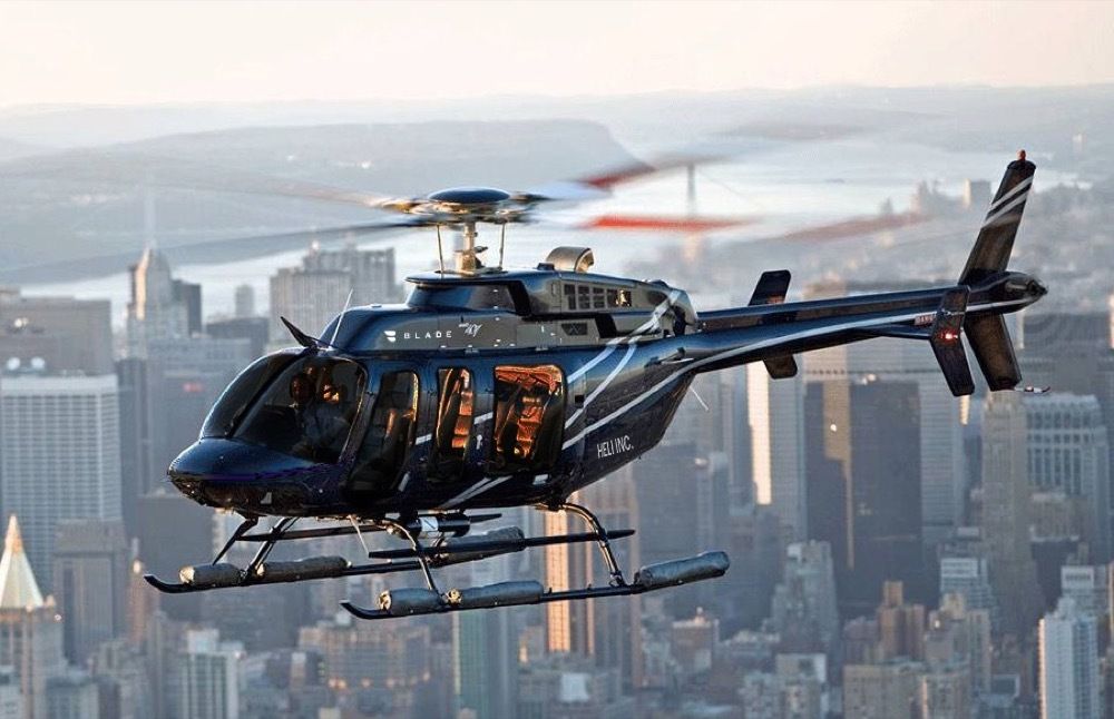 A Blade helicopter over New York City