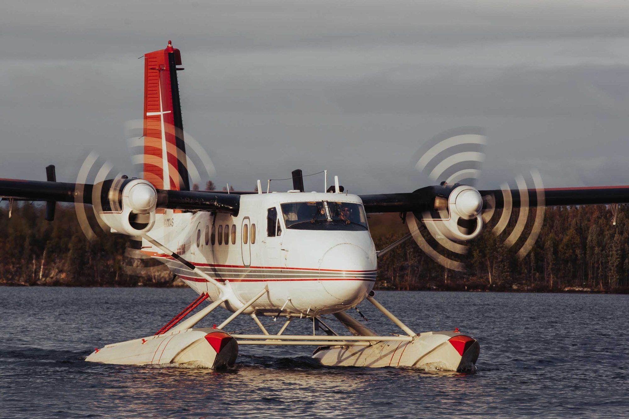 An Air Tindi Twin Otter aircraft in a body of water.