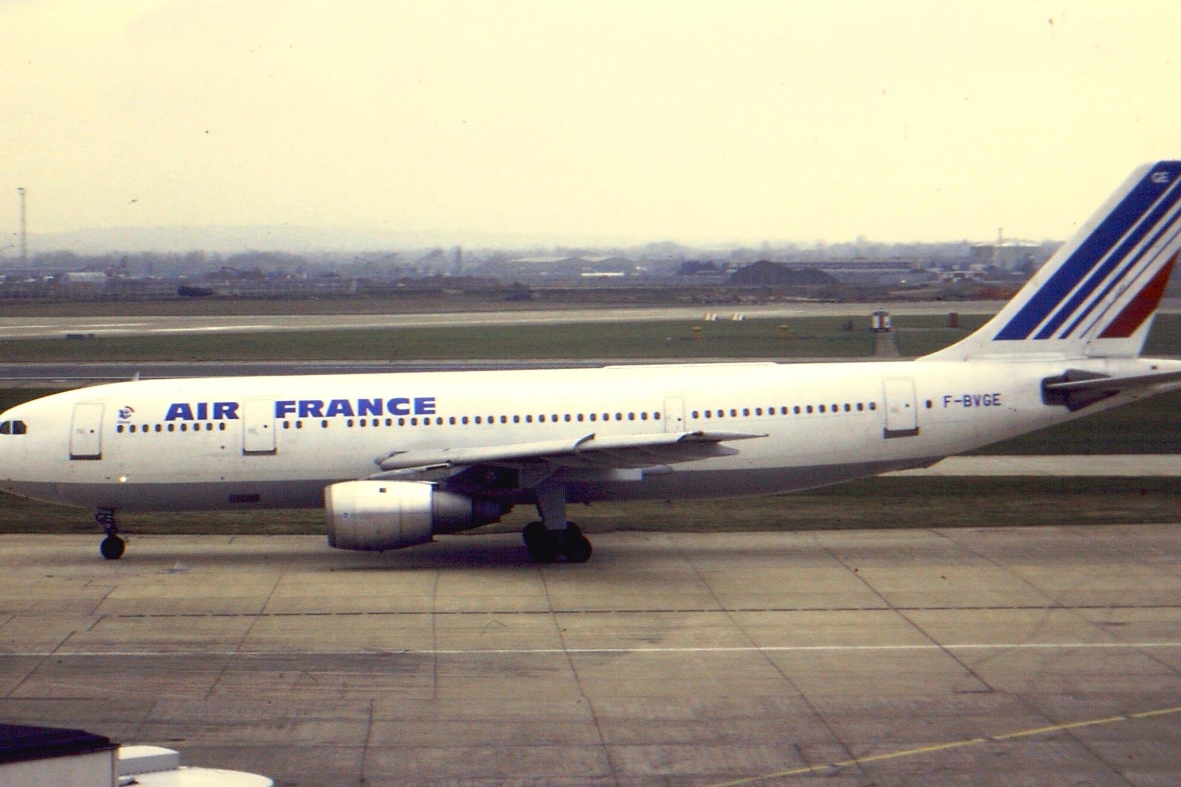 An Air France Airbus A300 on an airport apron.