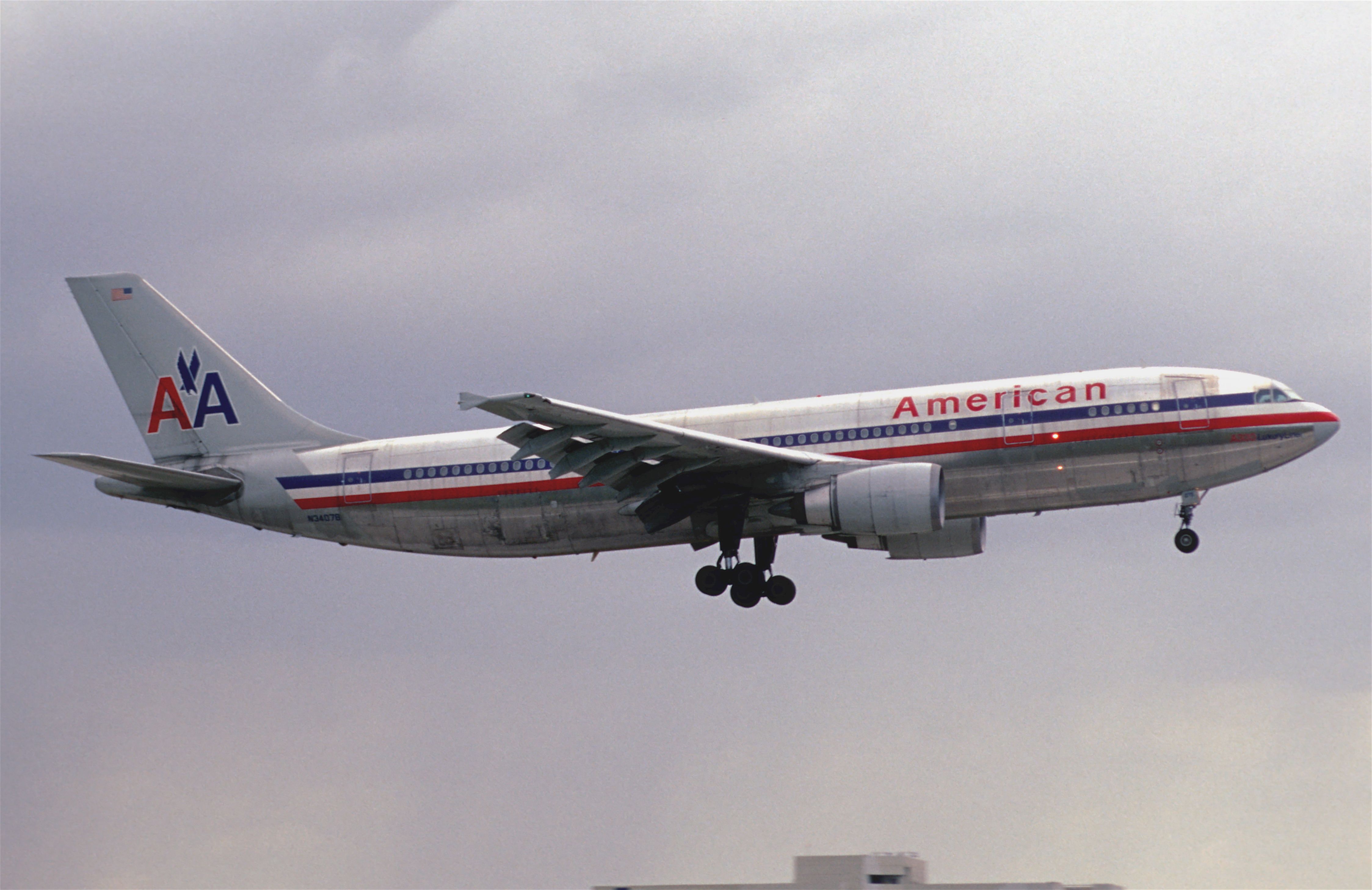An American Airlines Airbus A300 Flying in the sky.