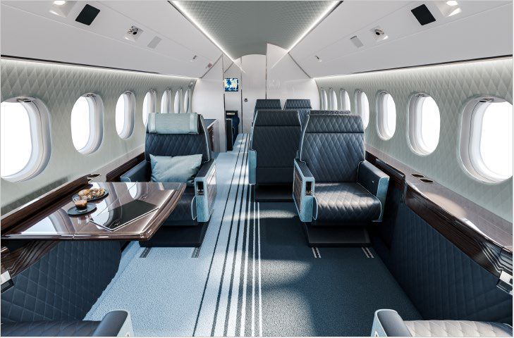 Blue Diamond Dassault Falcon 900 jet interior
