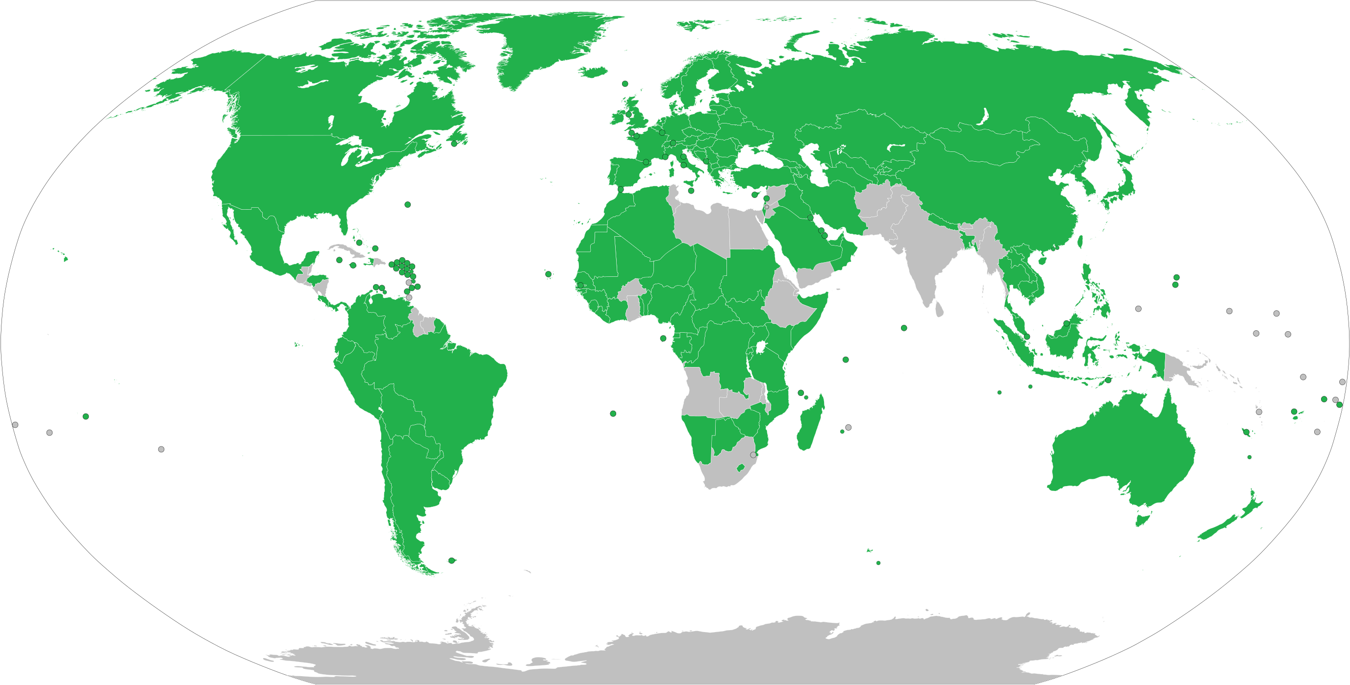 A World map showing the Countries that offer Biometric Passports.