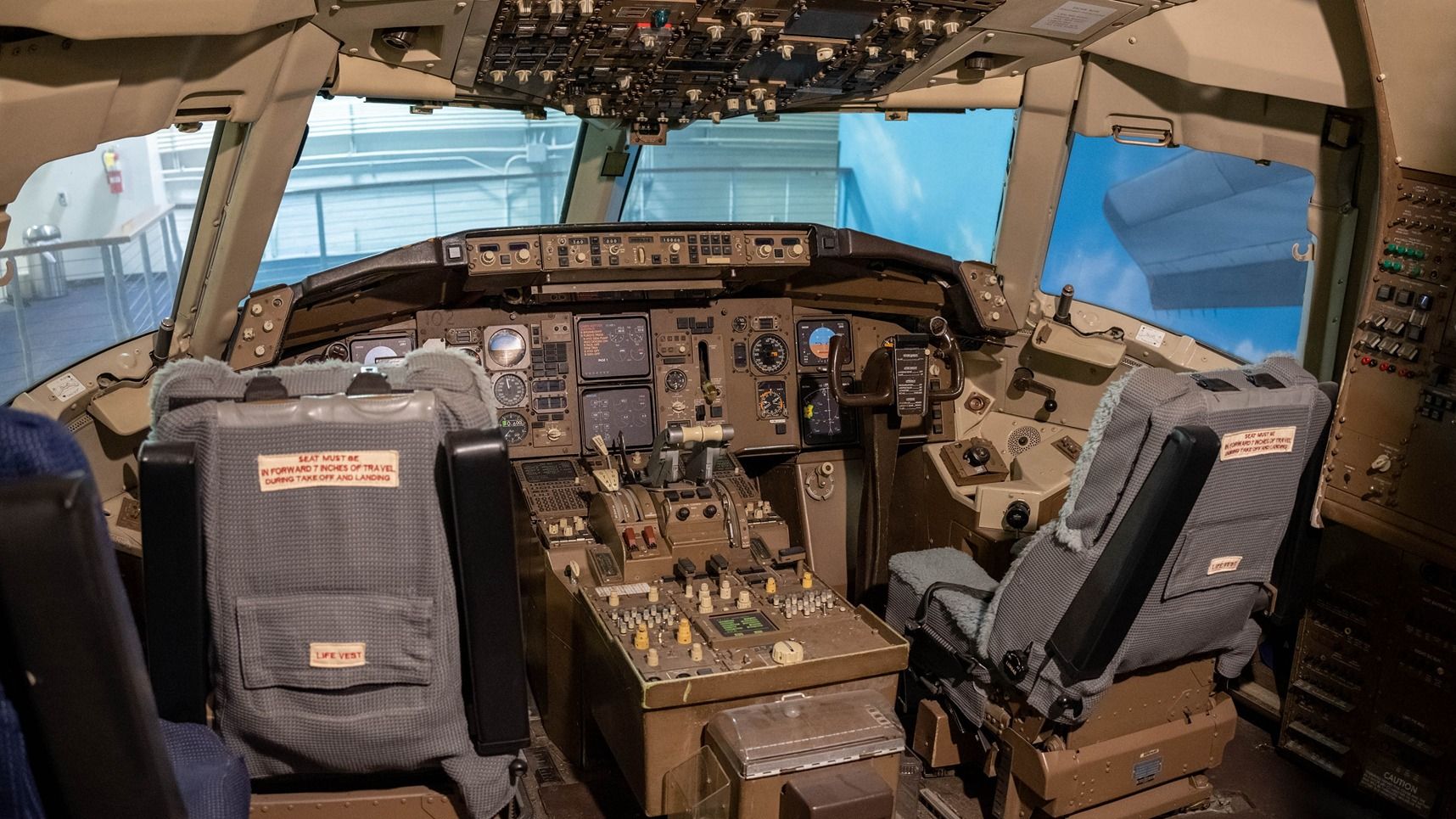 Inside the cockpit of a Delta Air Lines Boeing 767-200.