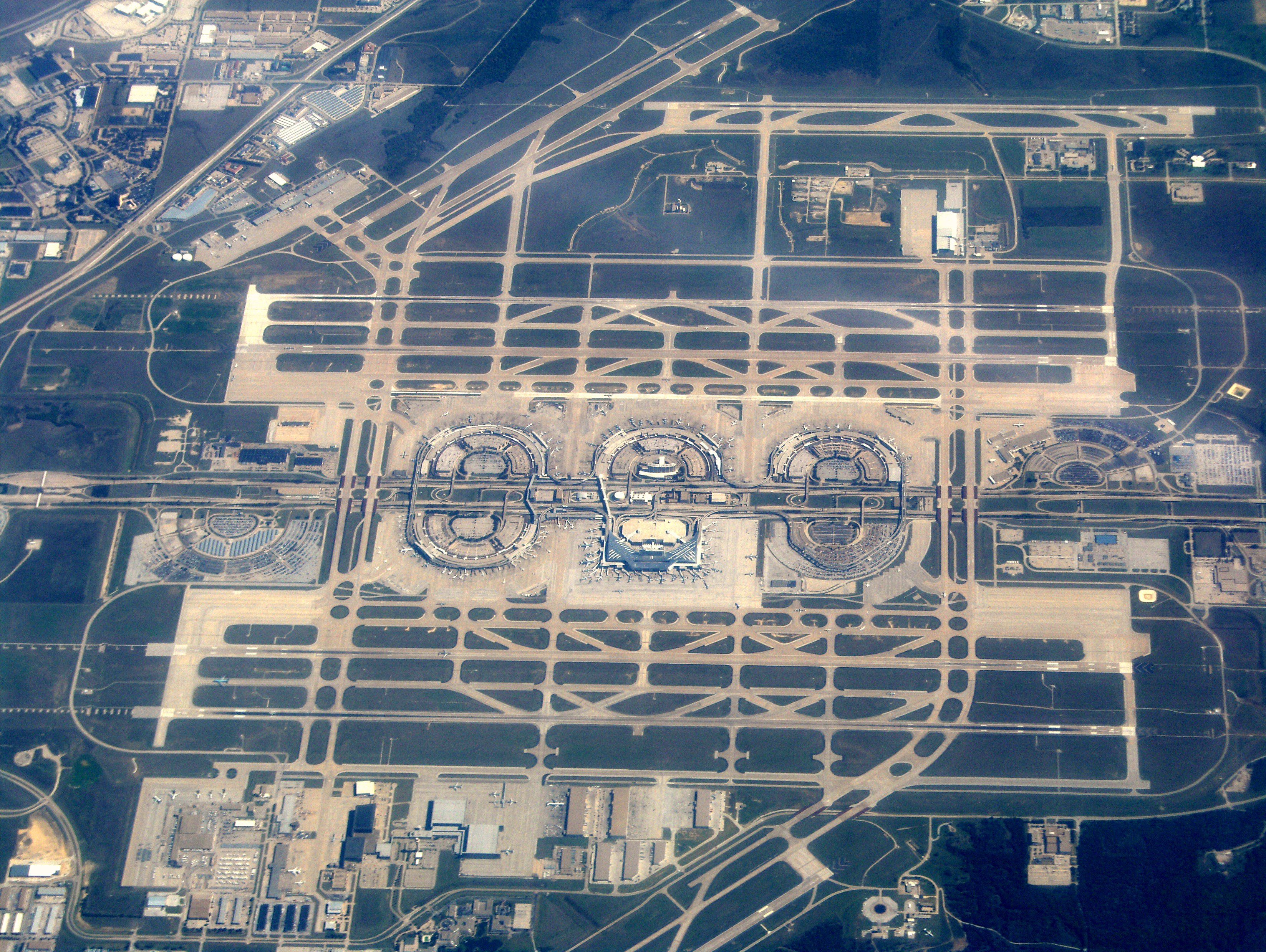 An aerial view of Dallas Fort Worth International Airport.