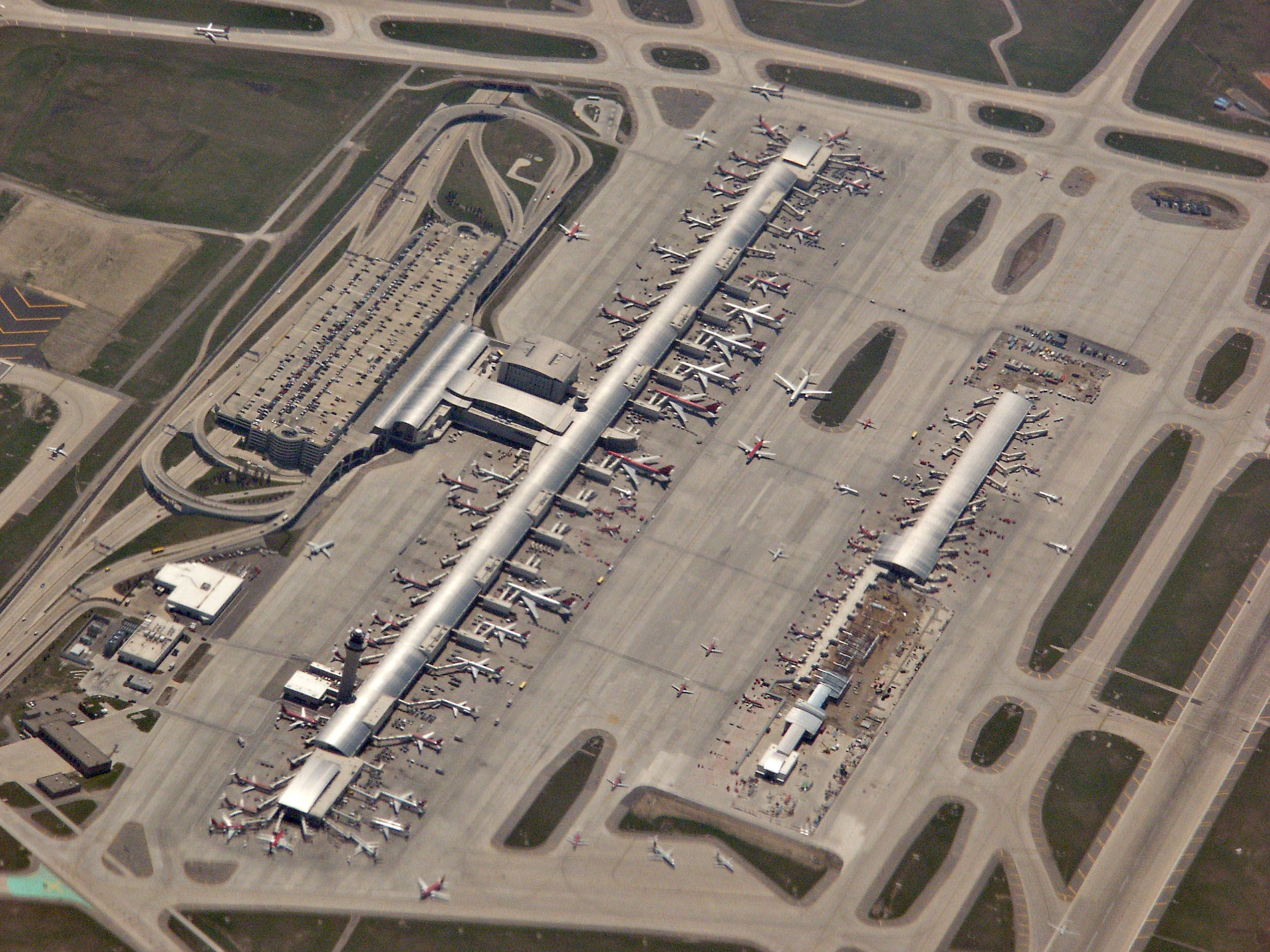 An aerial view of Detroit Metropolitan Wayne County Airport.