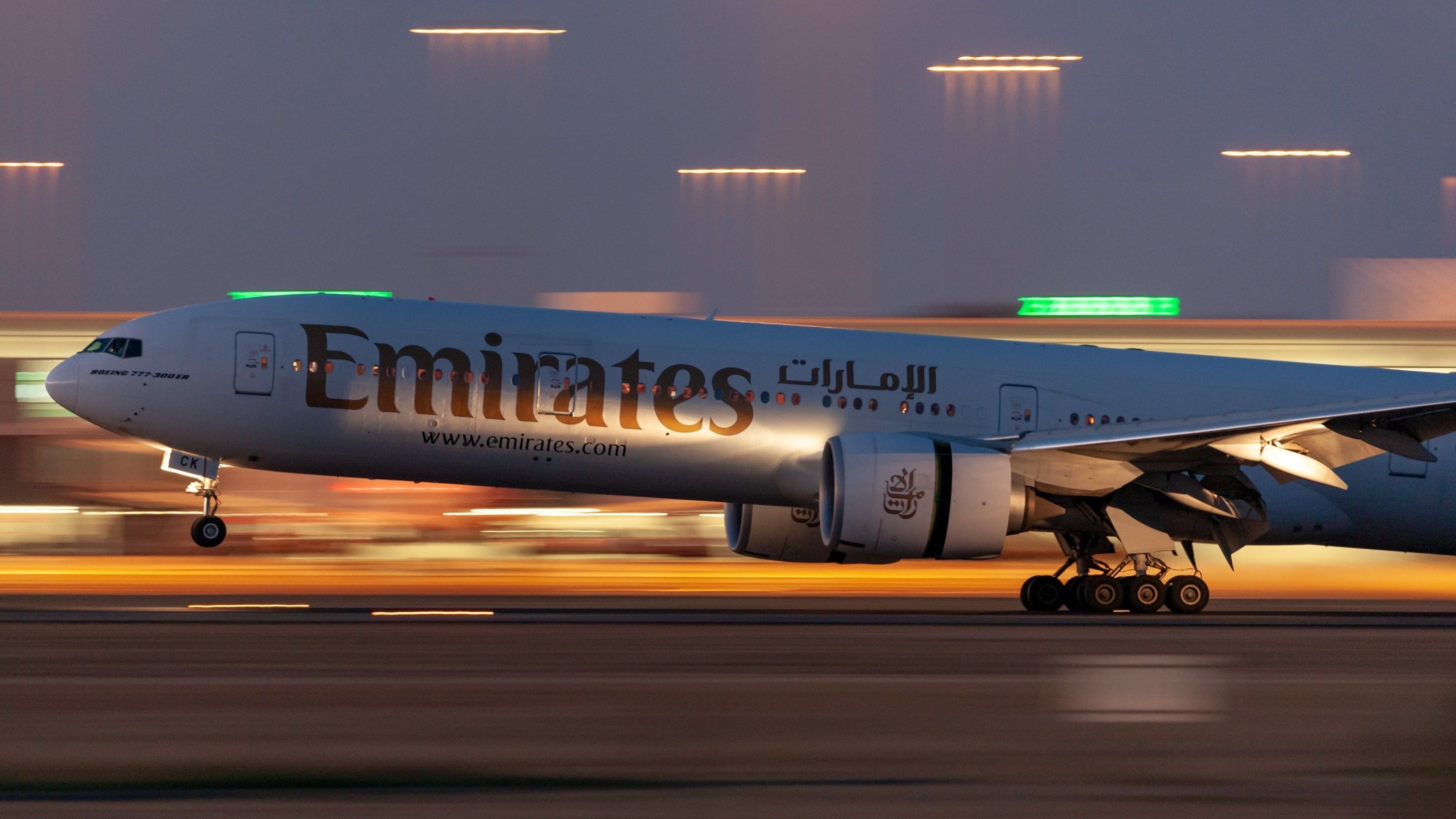 An Emirates Boeing 777-300ER Landing.