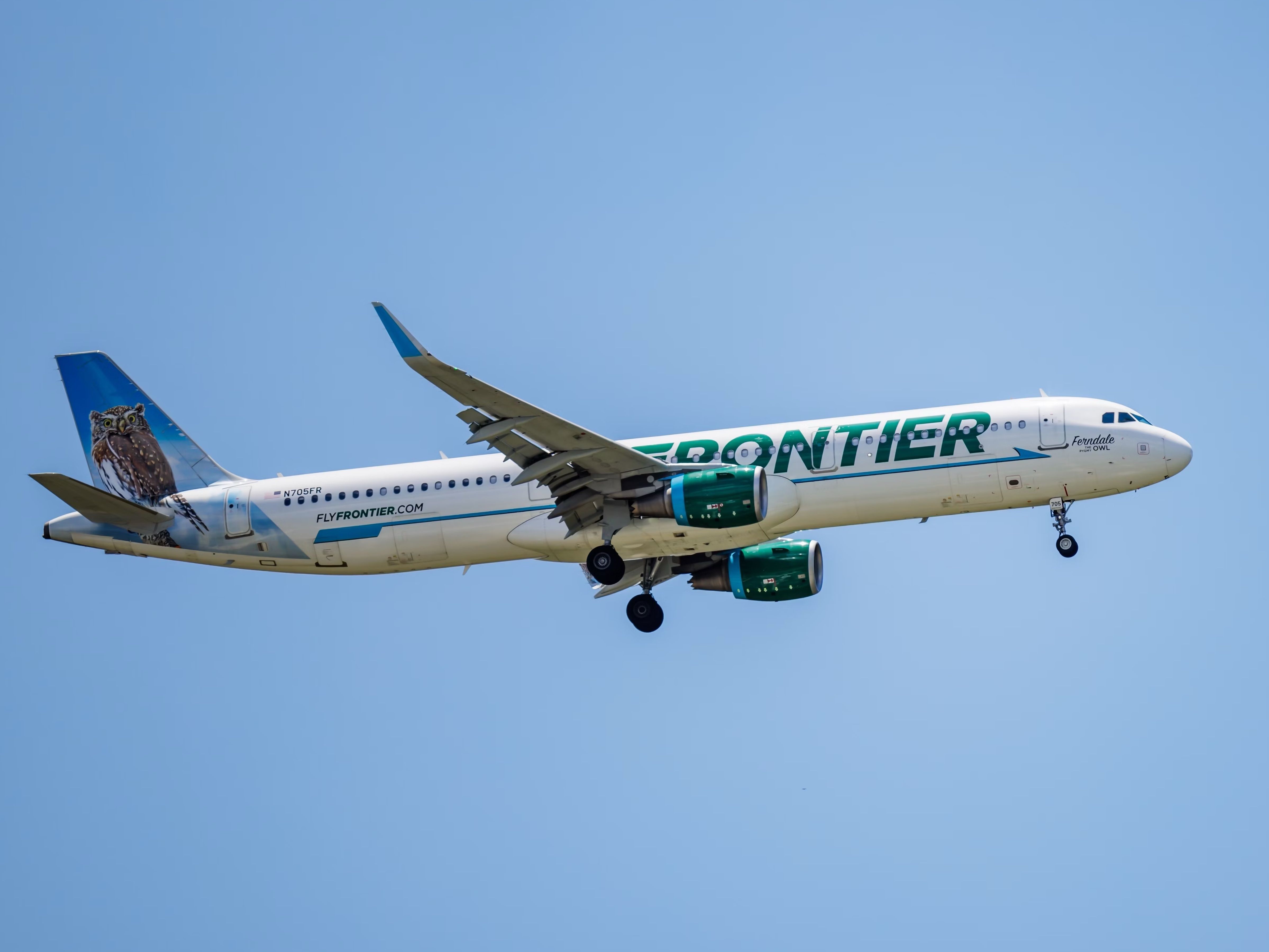 A Frontier Airbus A320 Flying in the sky.