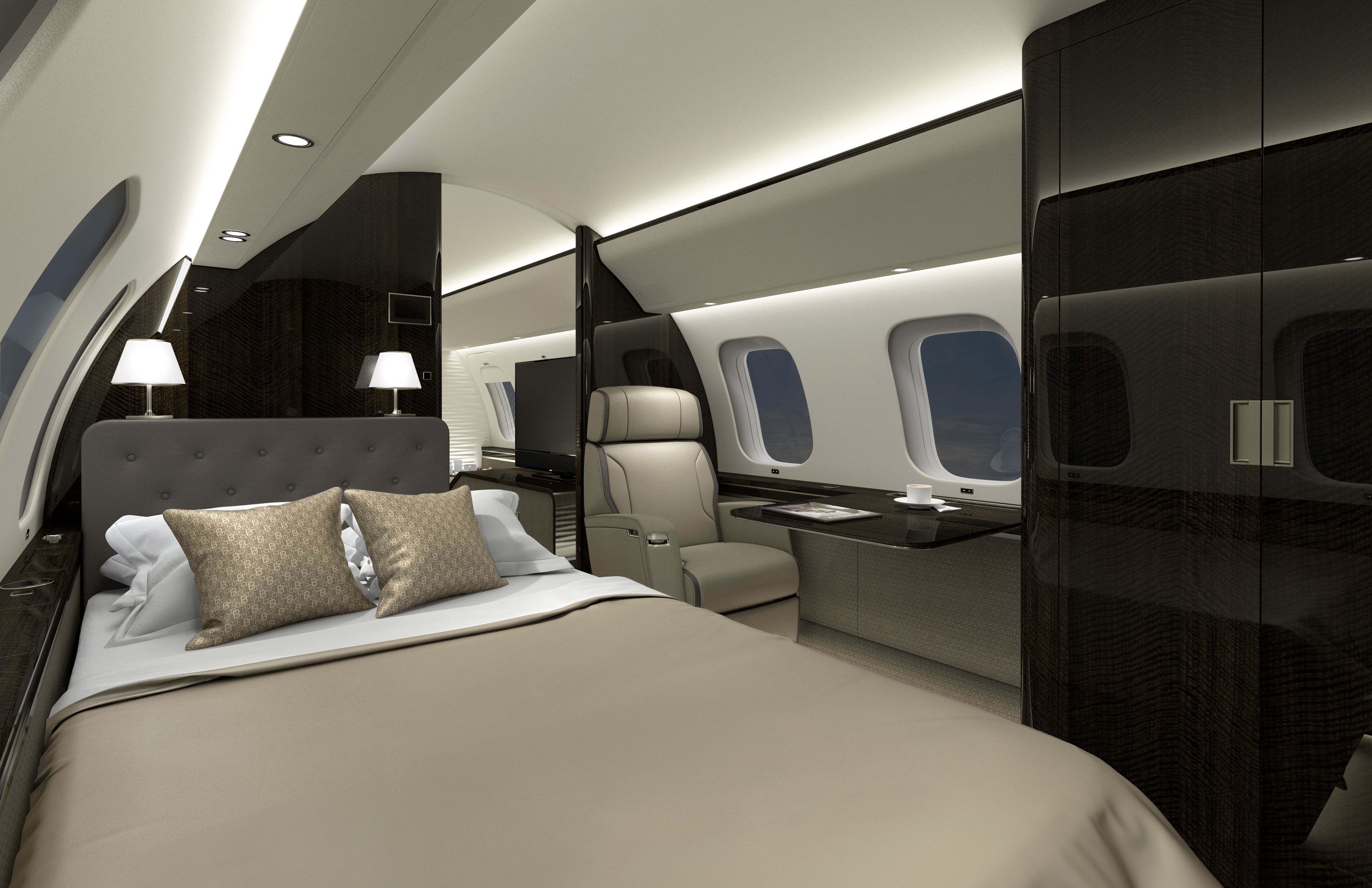 A Bedroom inside the Bombardier Global 8000.