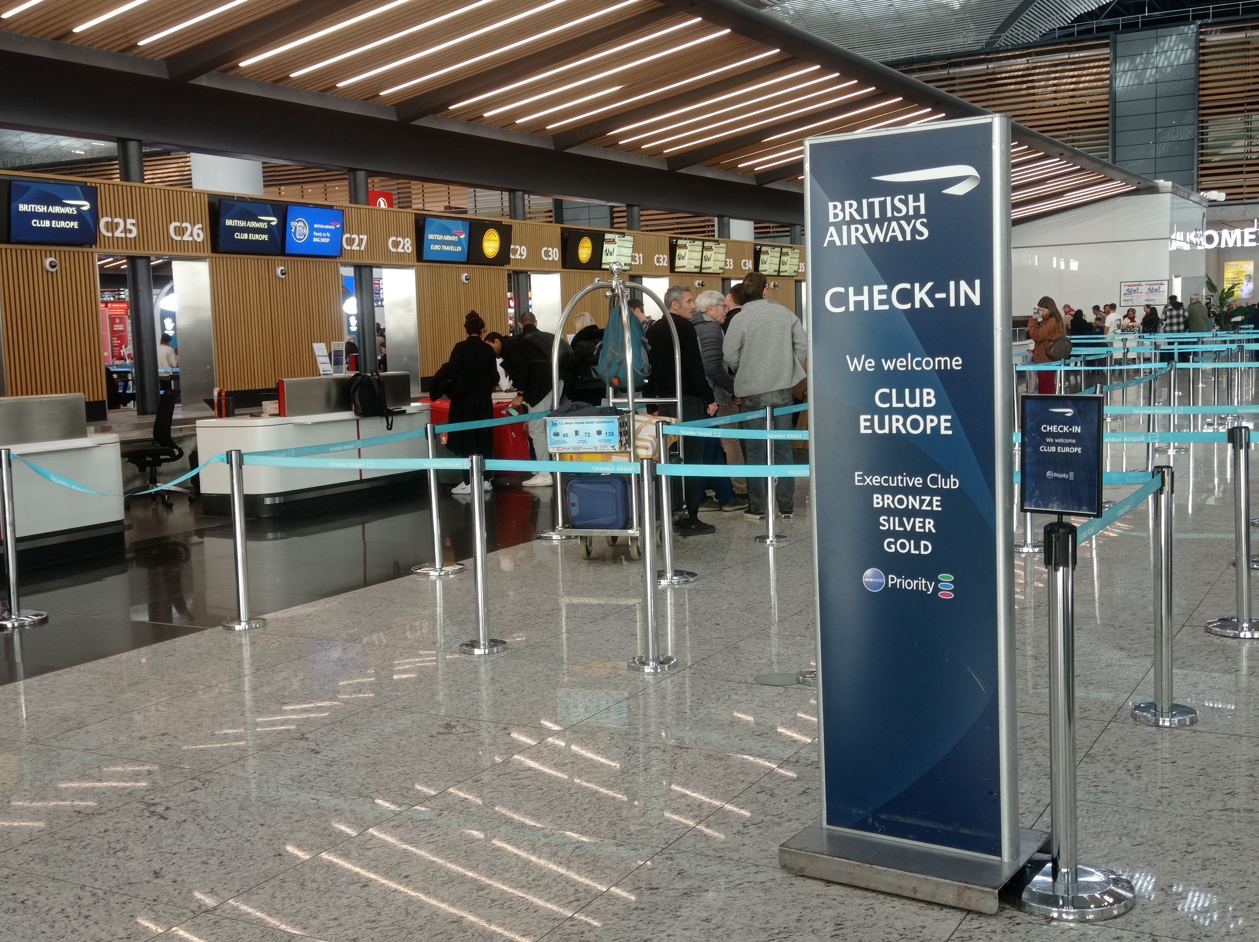 The British Airways check in desk at Istanbul Airport.