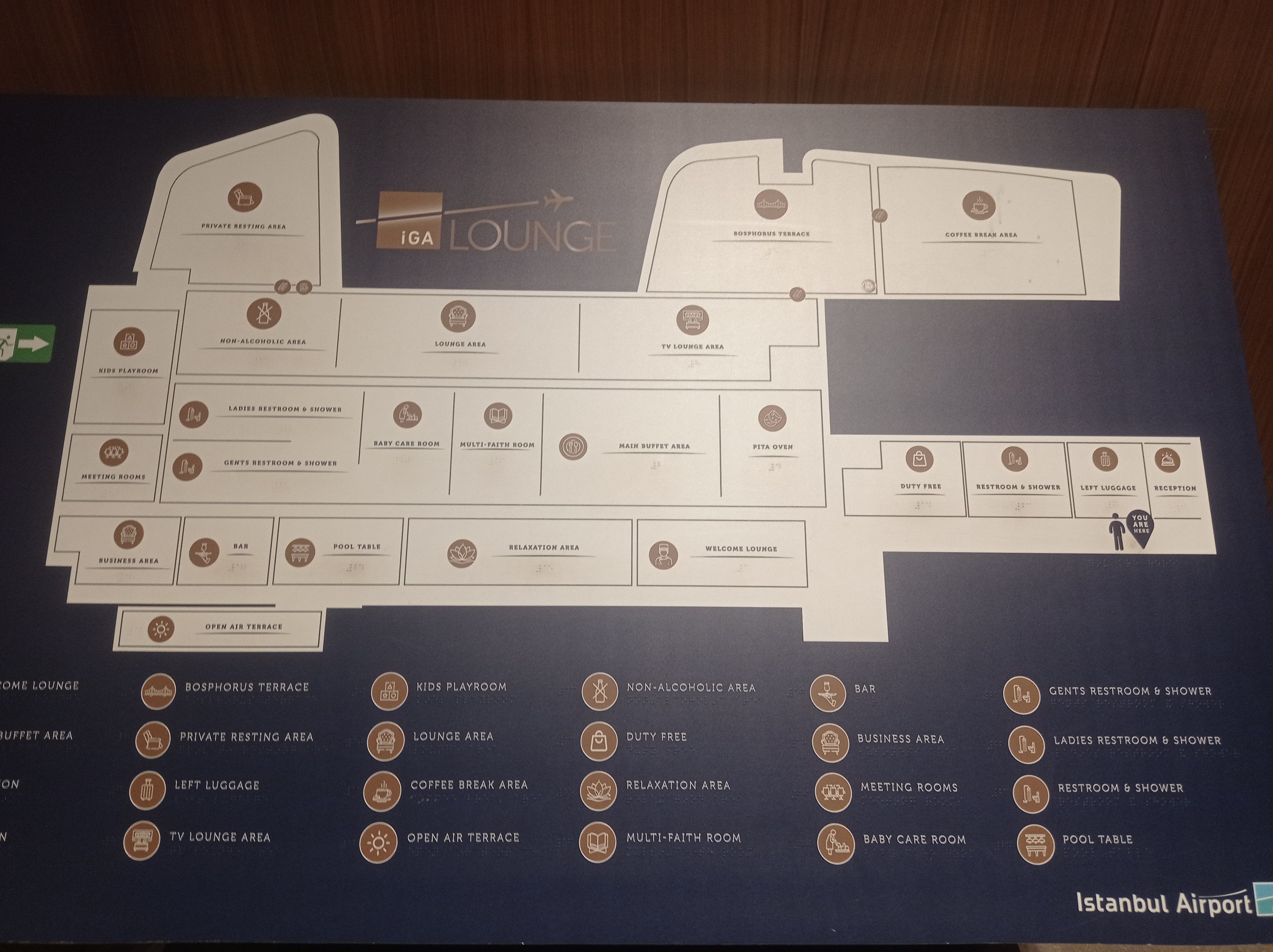 A Map of lounges at Istanbul Airport.