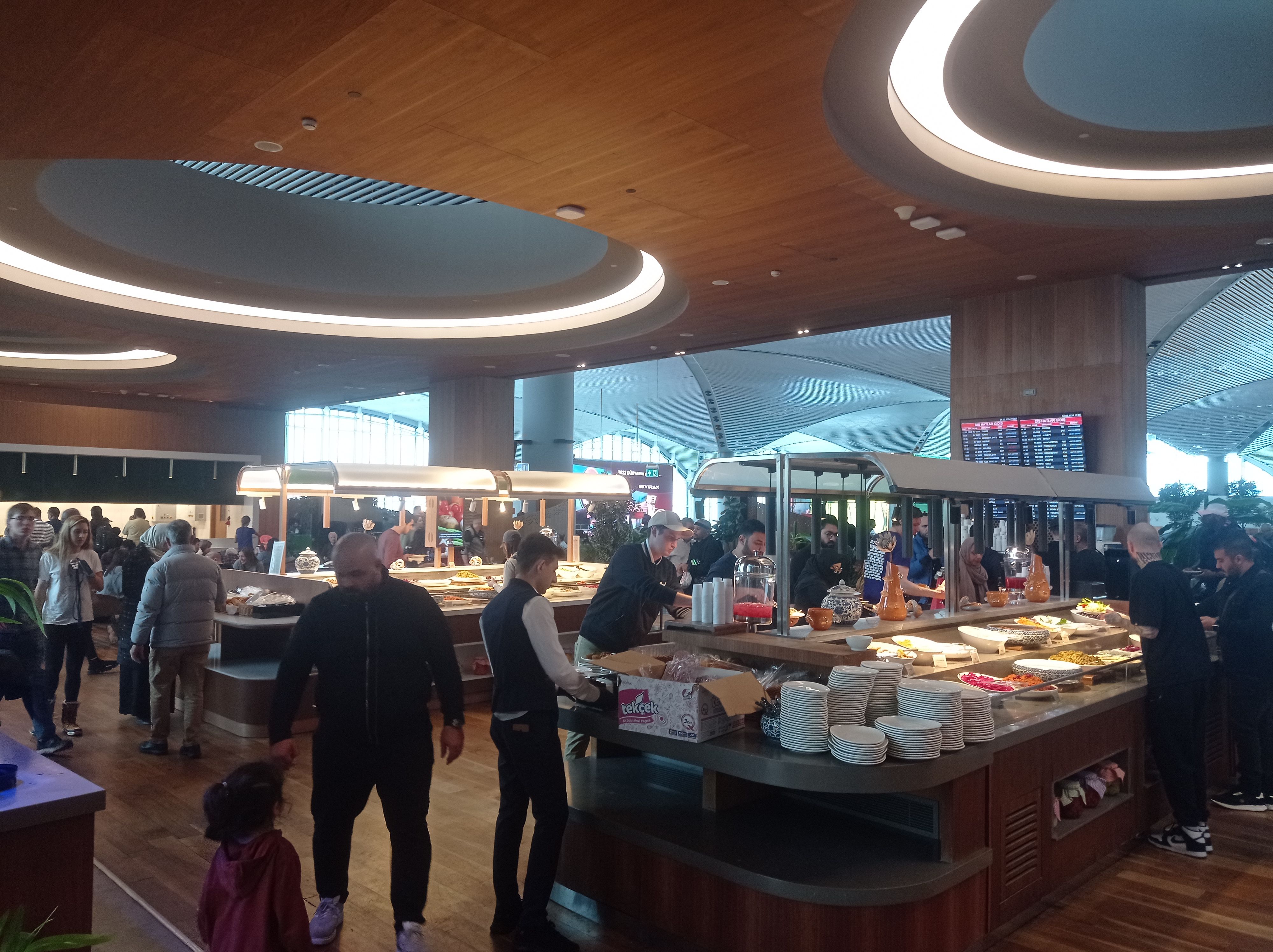 Inside a very busy lounge at Istanbul Airport.