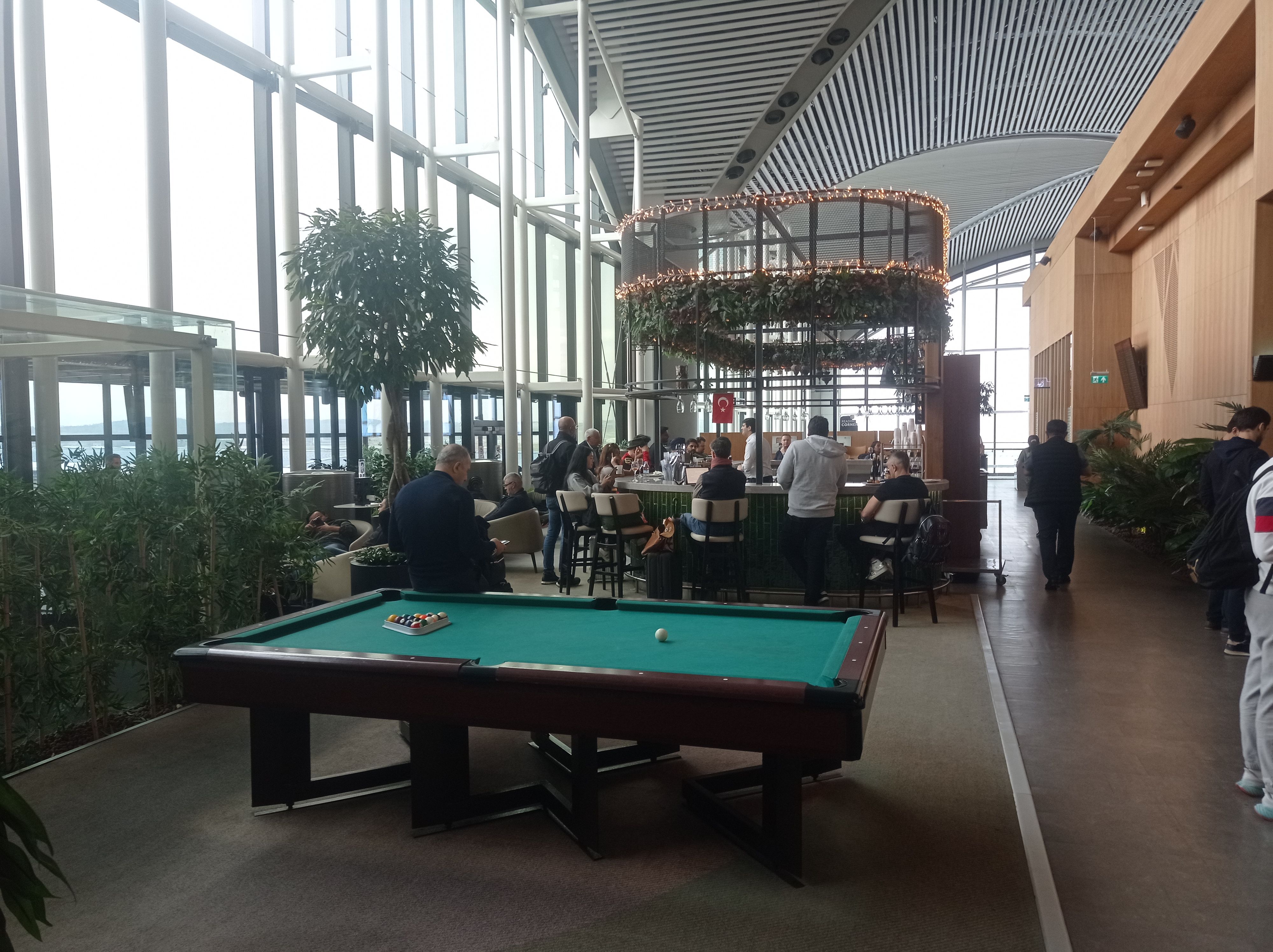 A pool table in a lounge at Istanbul Airport.