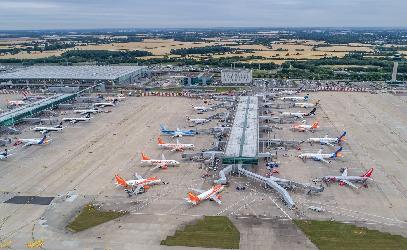Aerial view of London Stansted Airport.