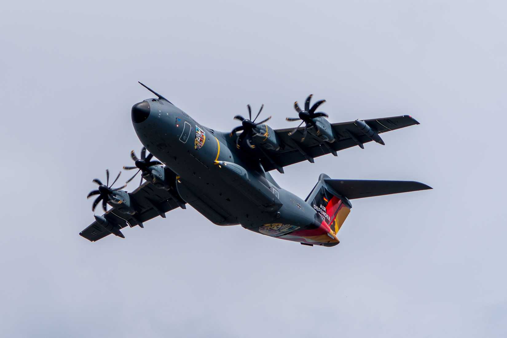 Luftwaffe Airbus A400M over Berlin shutterstock_2319395967