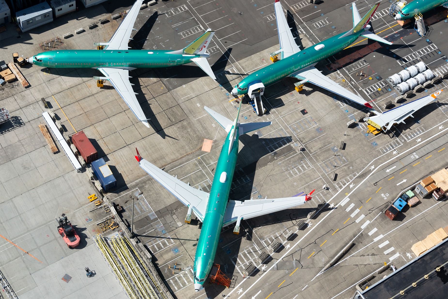 Parked Boeing 737 MAX aircraft shutterstock_1544062010