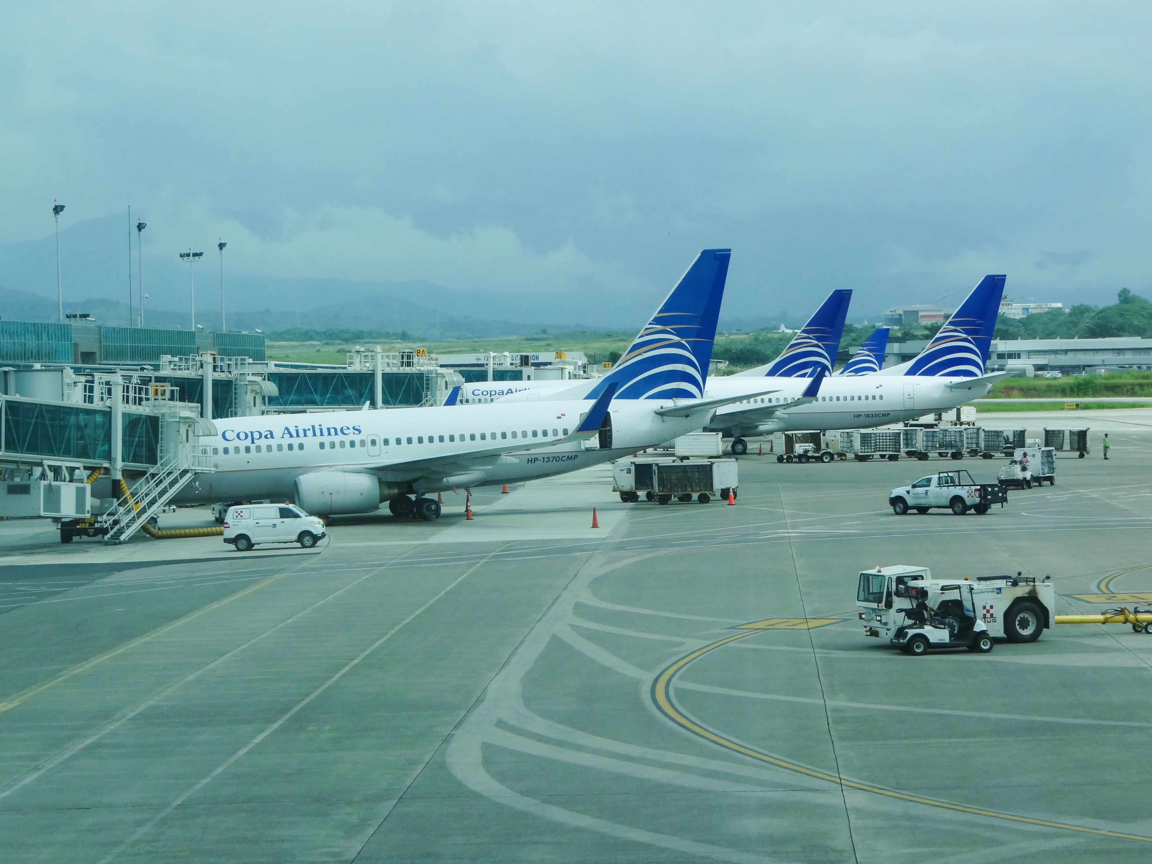 Several Copa Airlines Boeing 737 on the apron in Panama City.