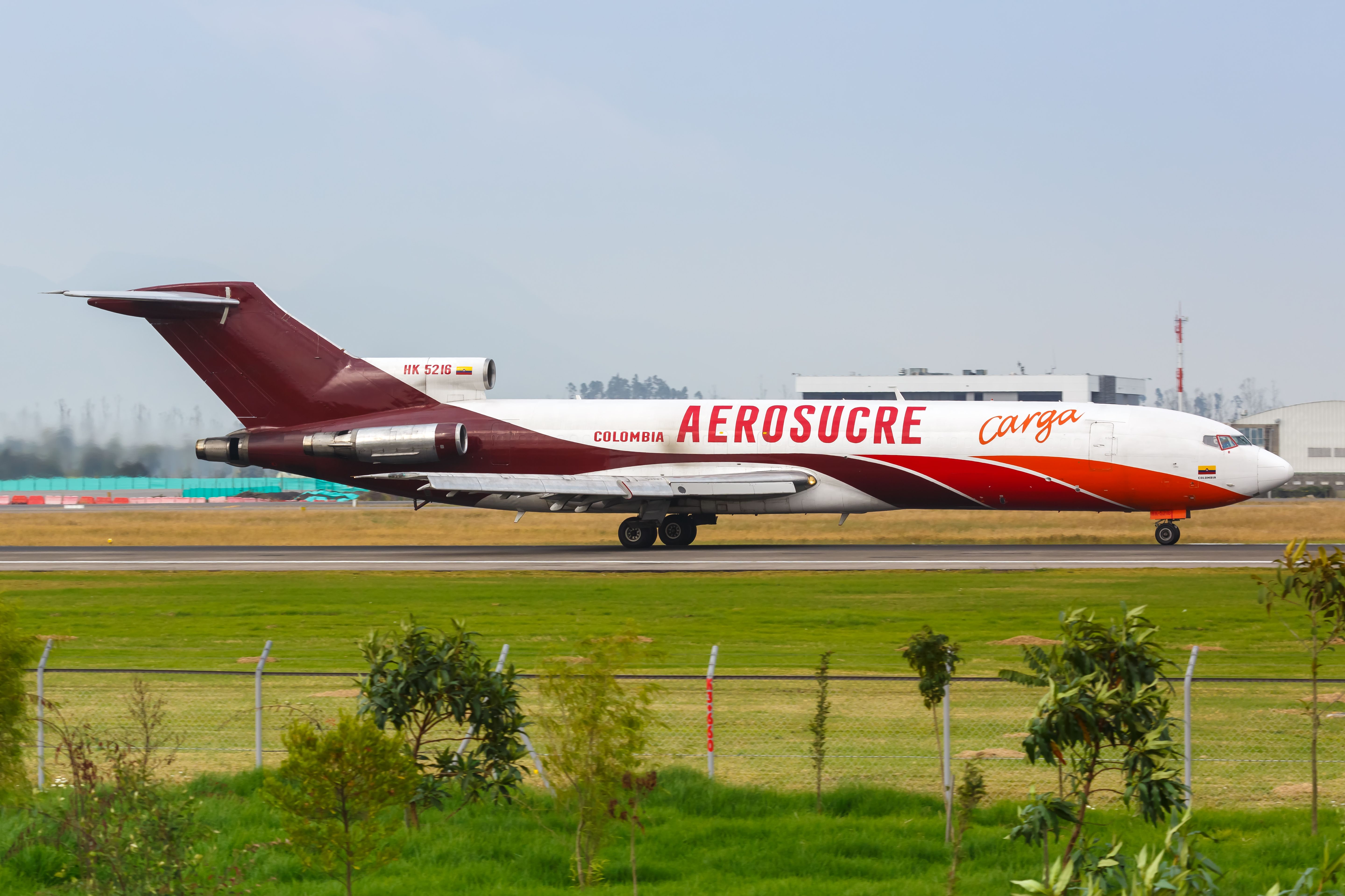 An Aerosucre Boeing 727 On an airport apron.