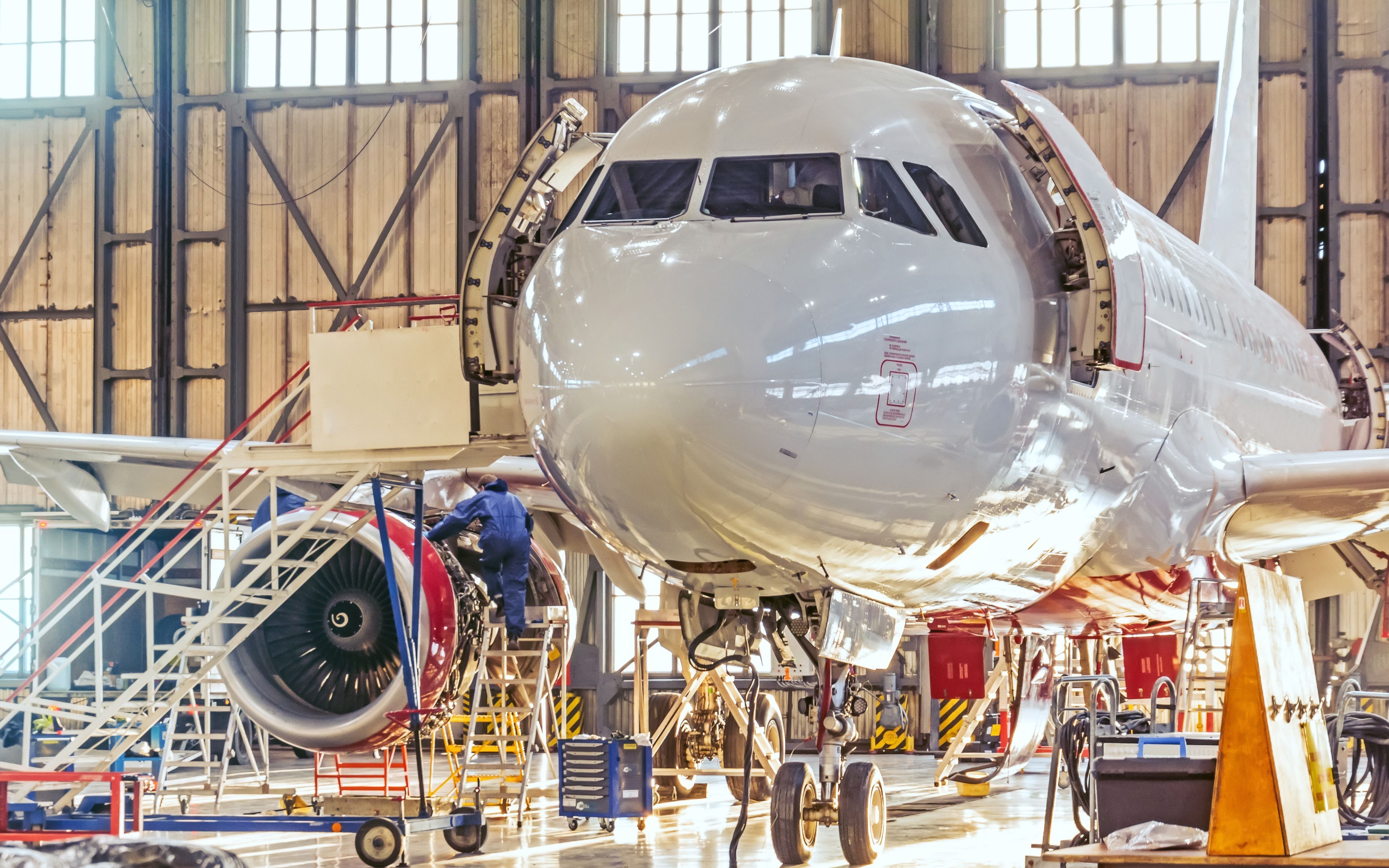 Aircraft going through maintenance