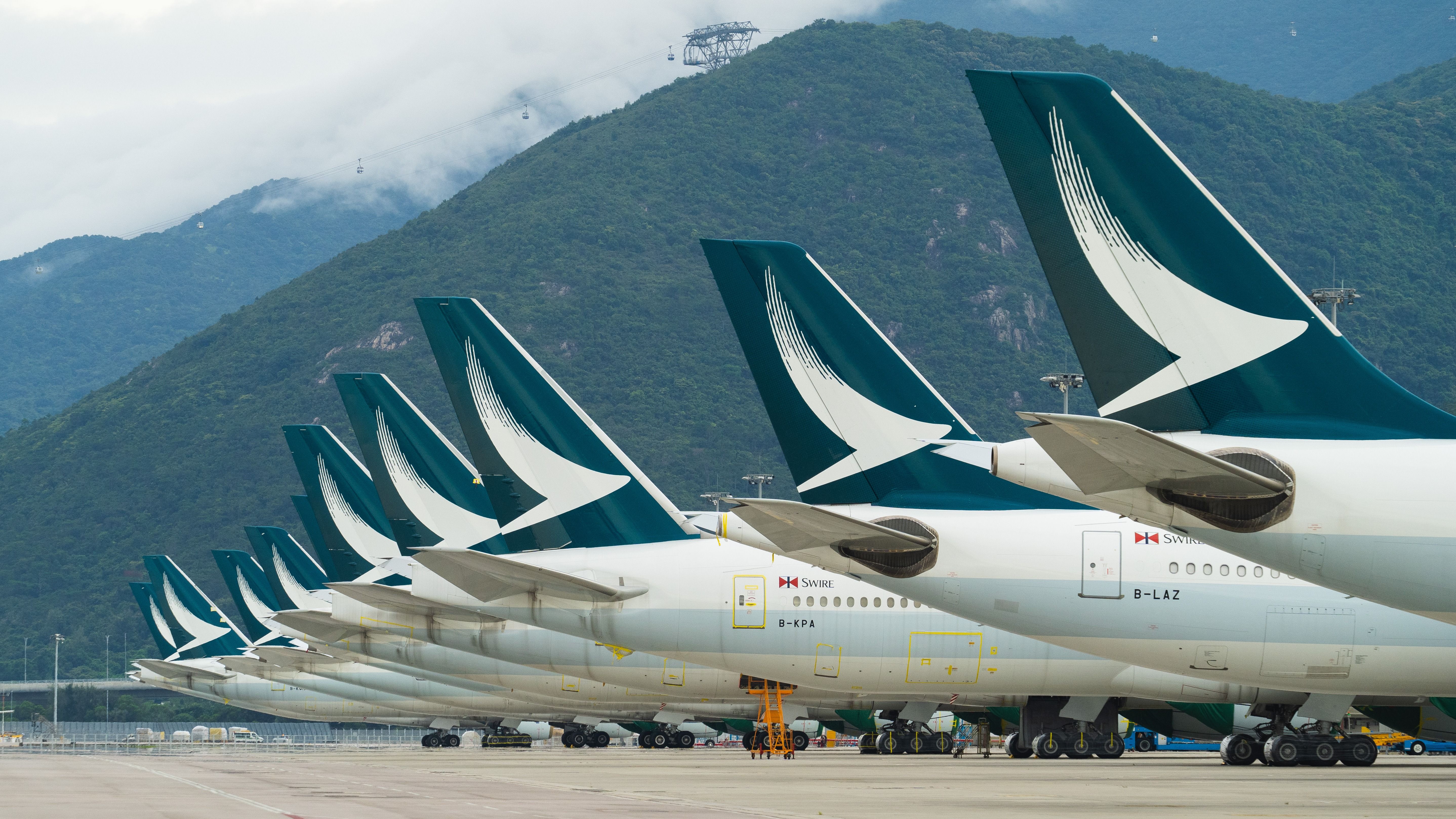 A fleet of Cathay Pacific aircraft