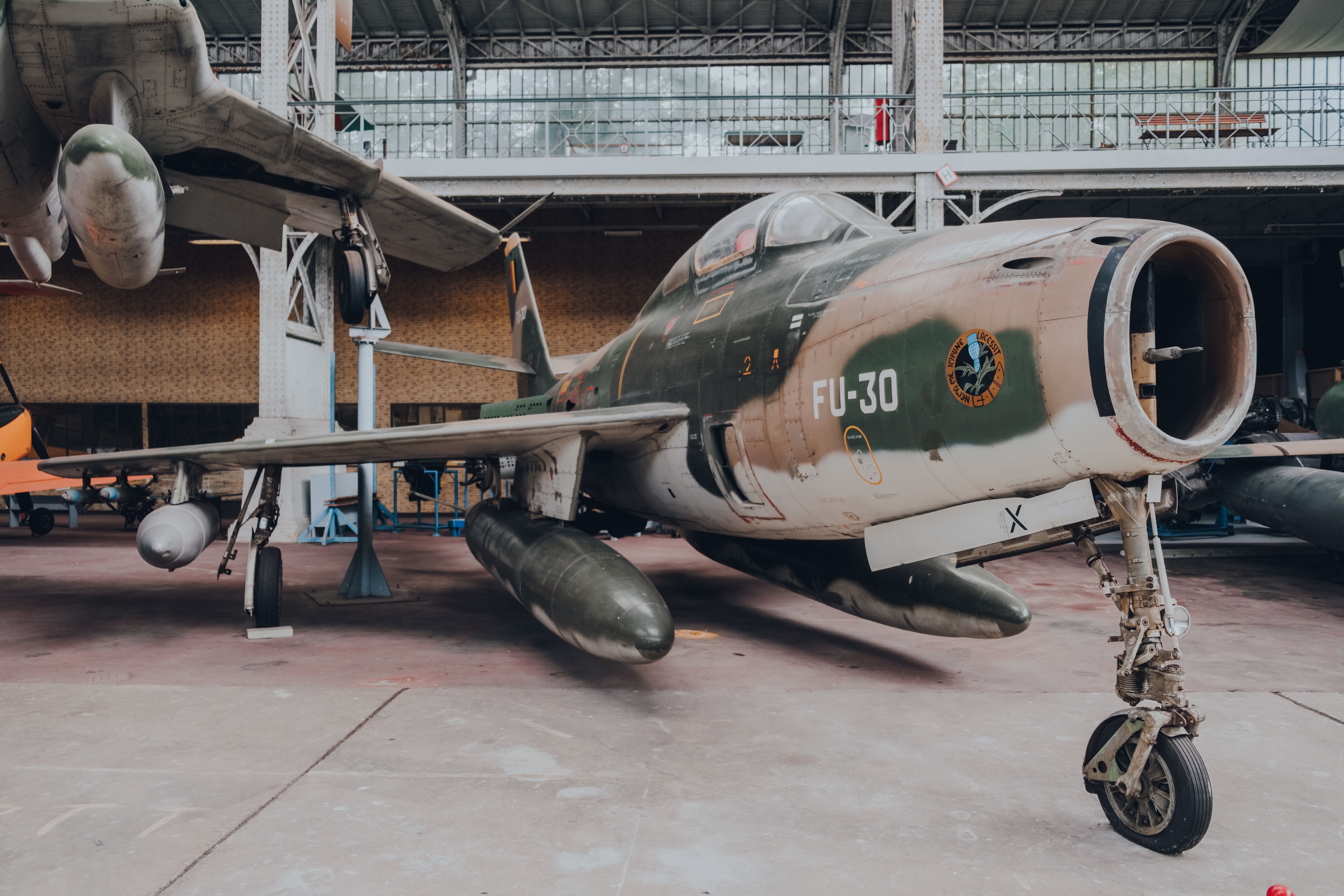 An old F-84F Thunderstreak on display.