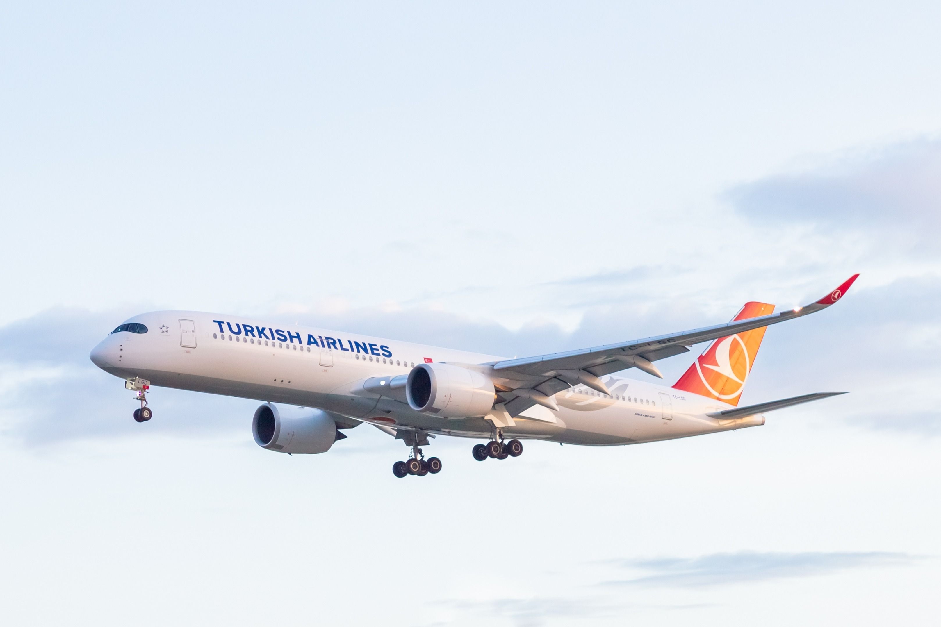 Turkish Airlines Airbus A350-900 landing at Ninoy Aquino International Airport.