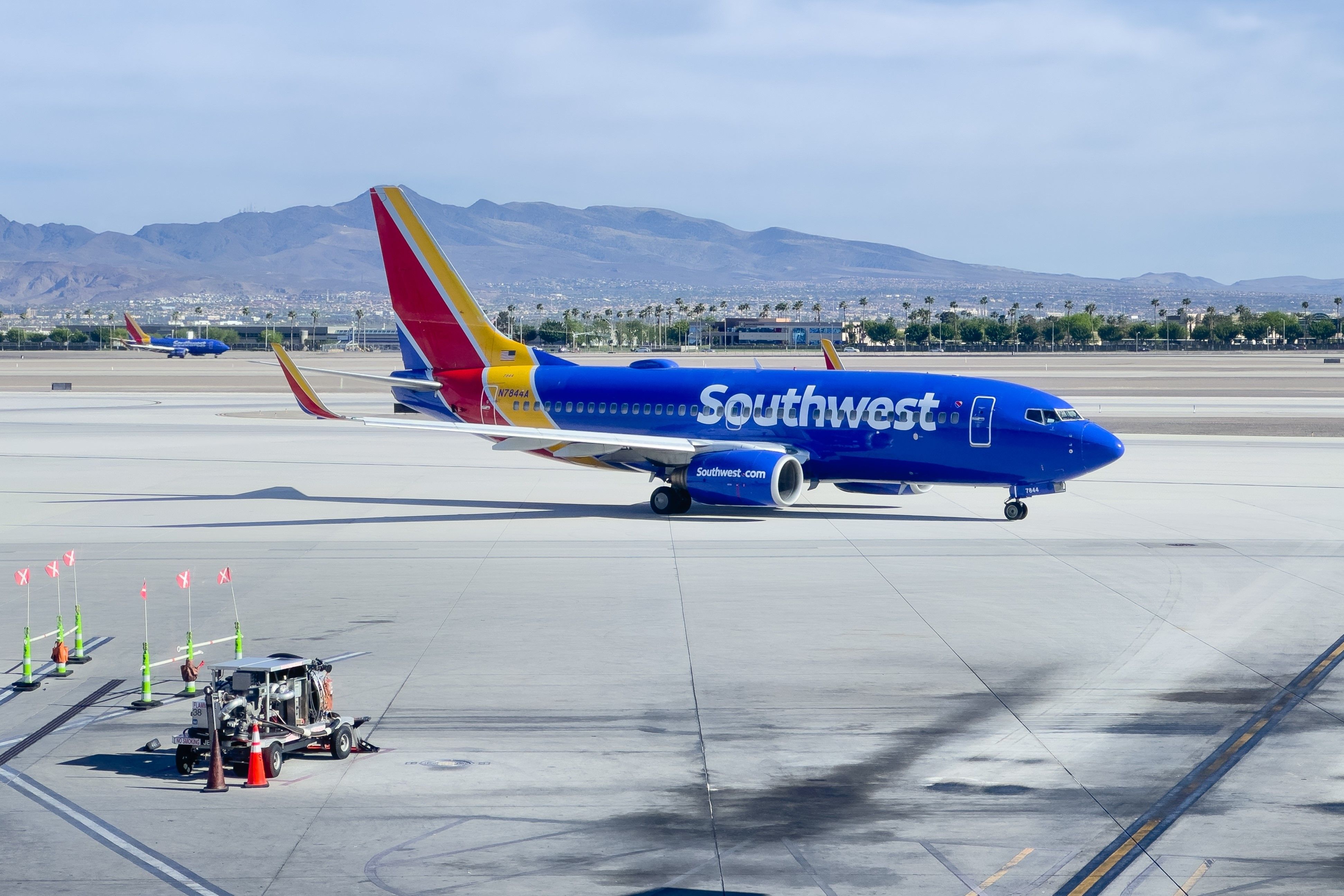 A Southwest Airlines Boeing 737 On the apron at Las Vegas International Airport.
