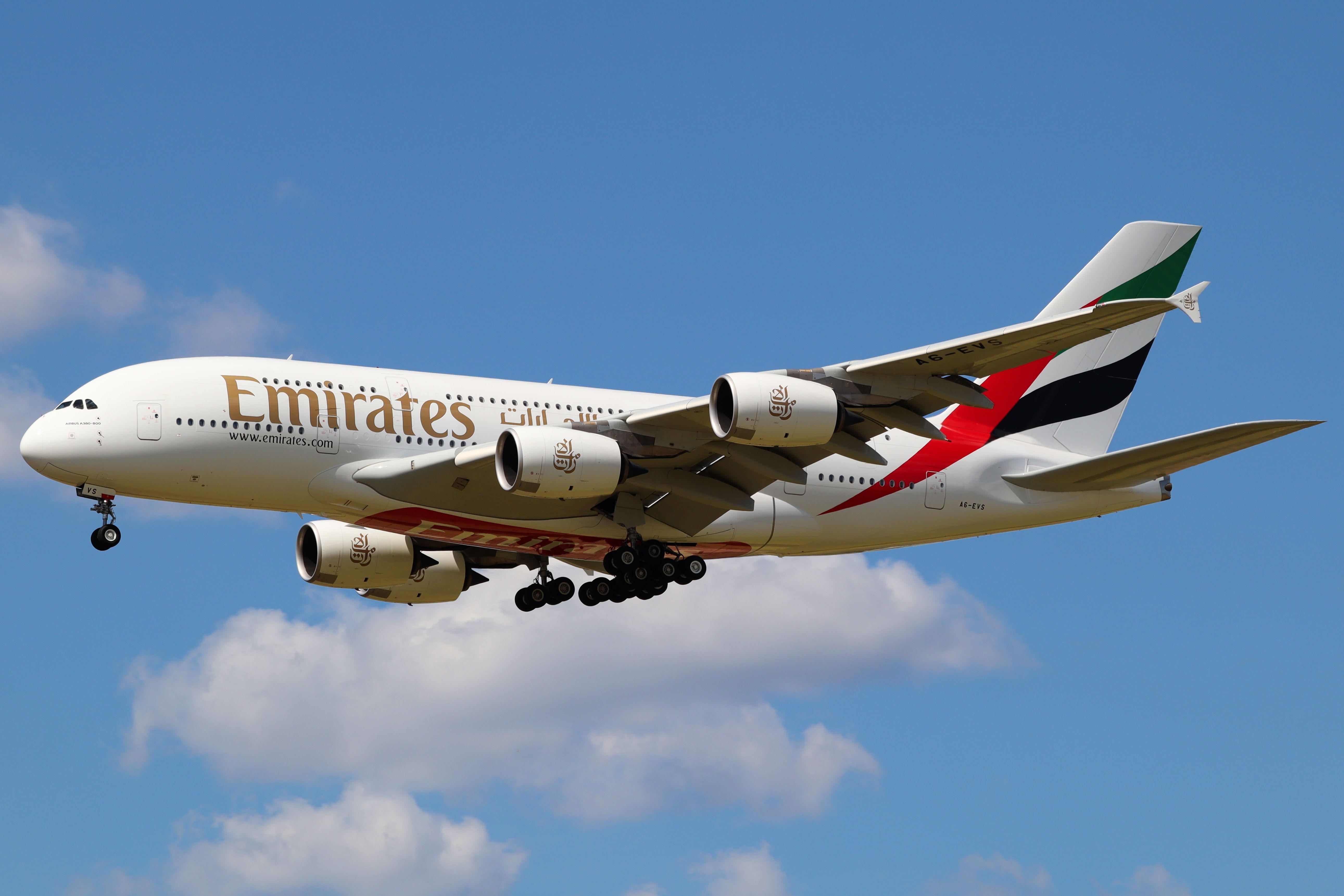 Emirates Airbus A380 lands in Berlin
