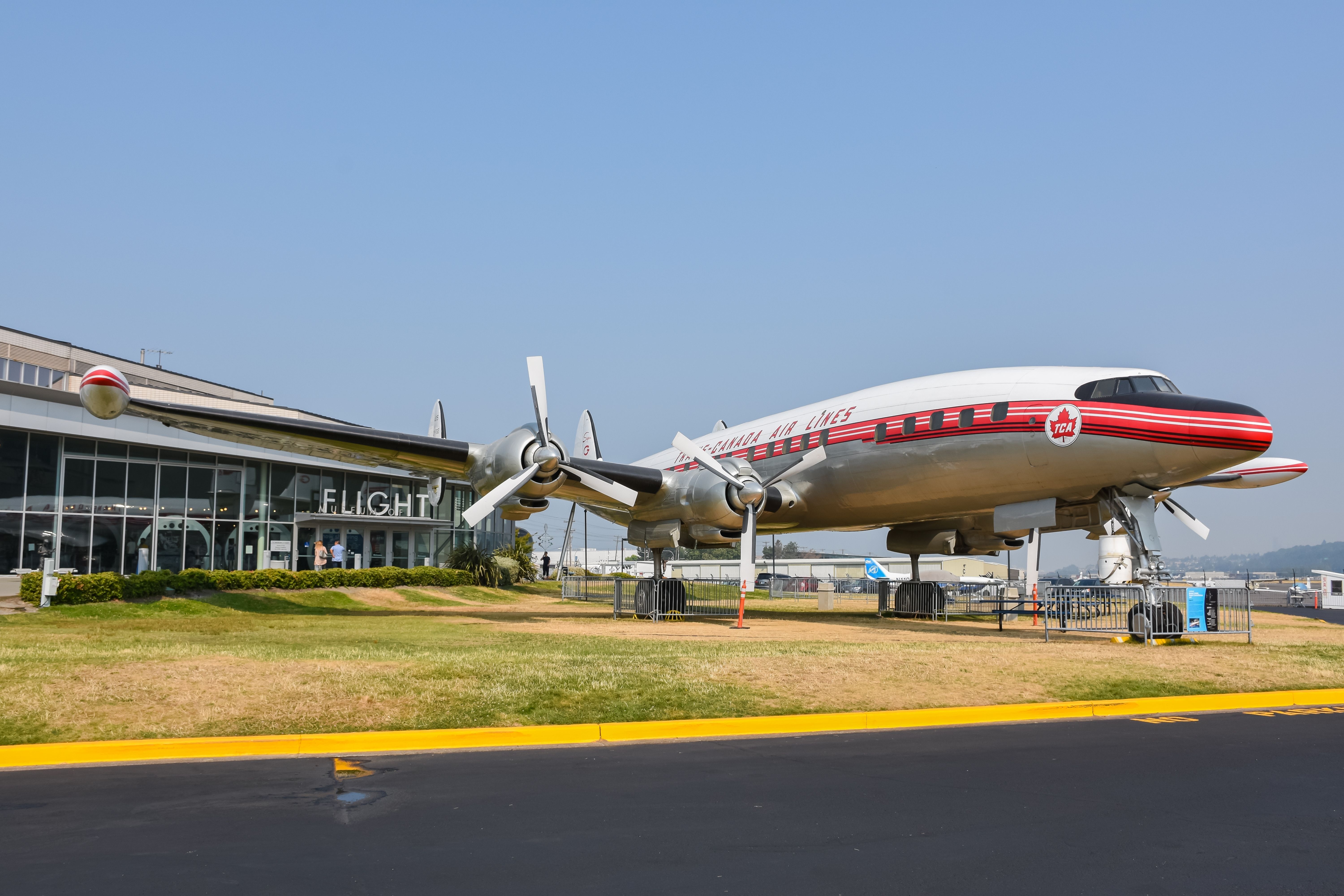 A Lockheed L-1049 Super Constellation on display.