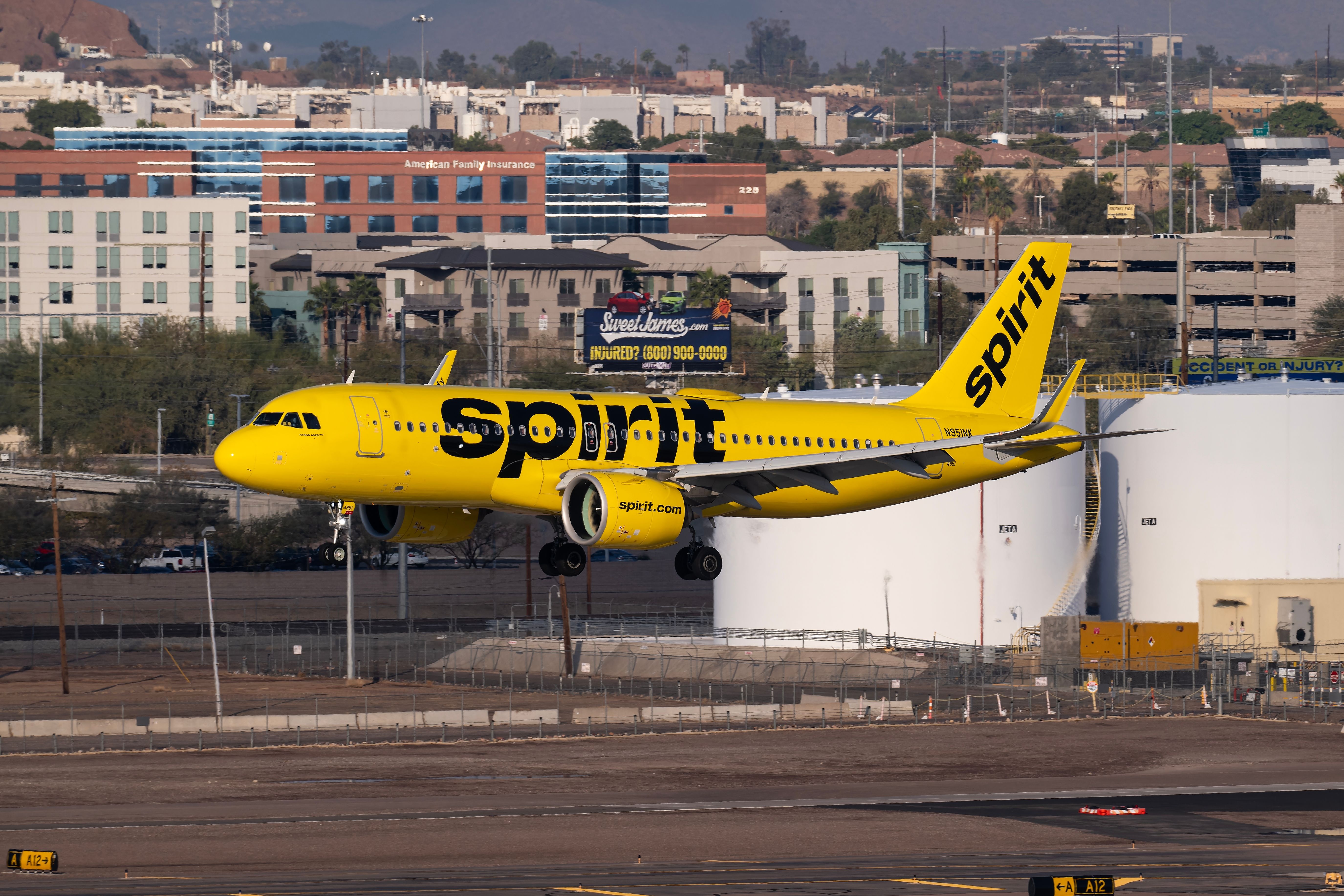 Spirit Airbus A320neo Landing In Phoenix