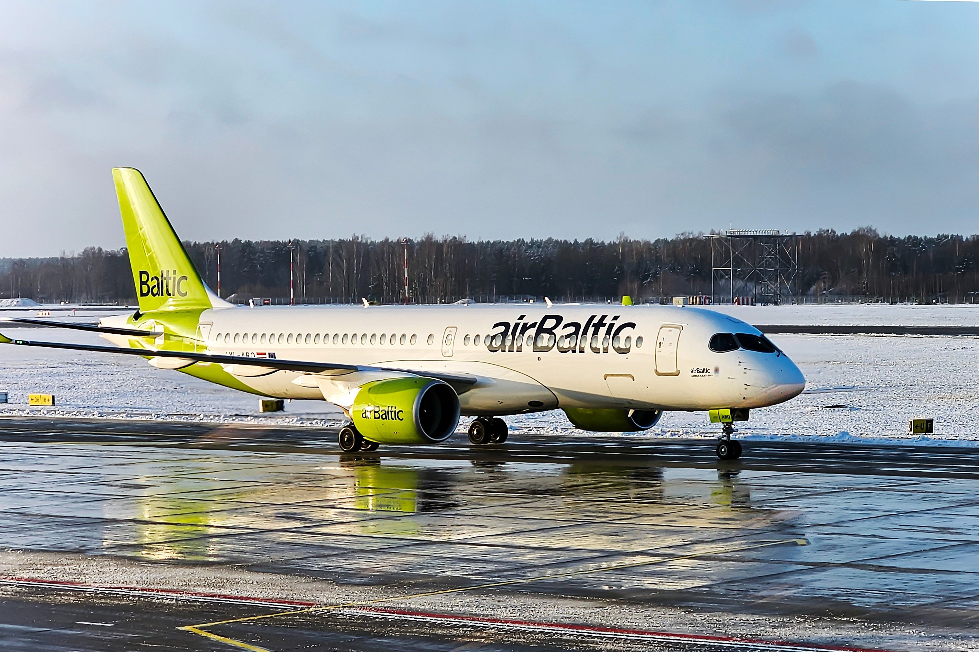 airBaltic Airbus A220 Taxiing In Riga