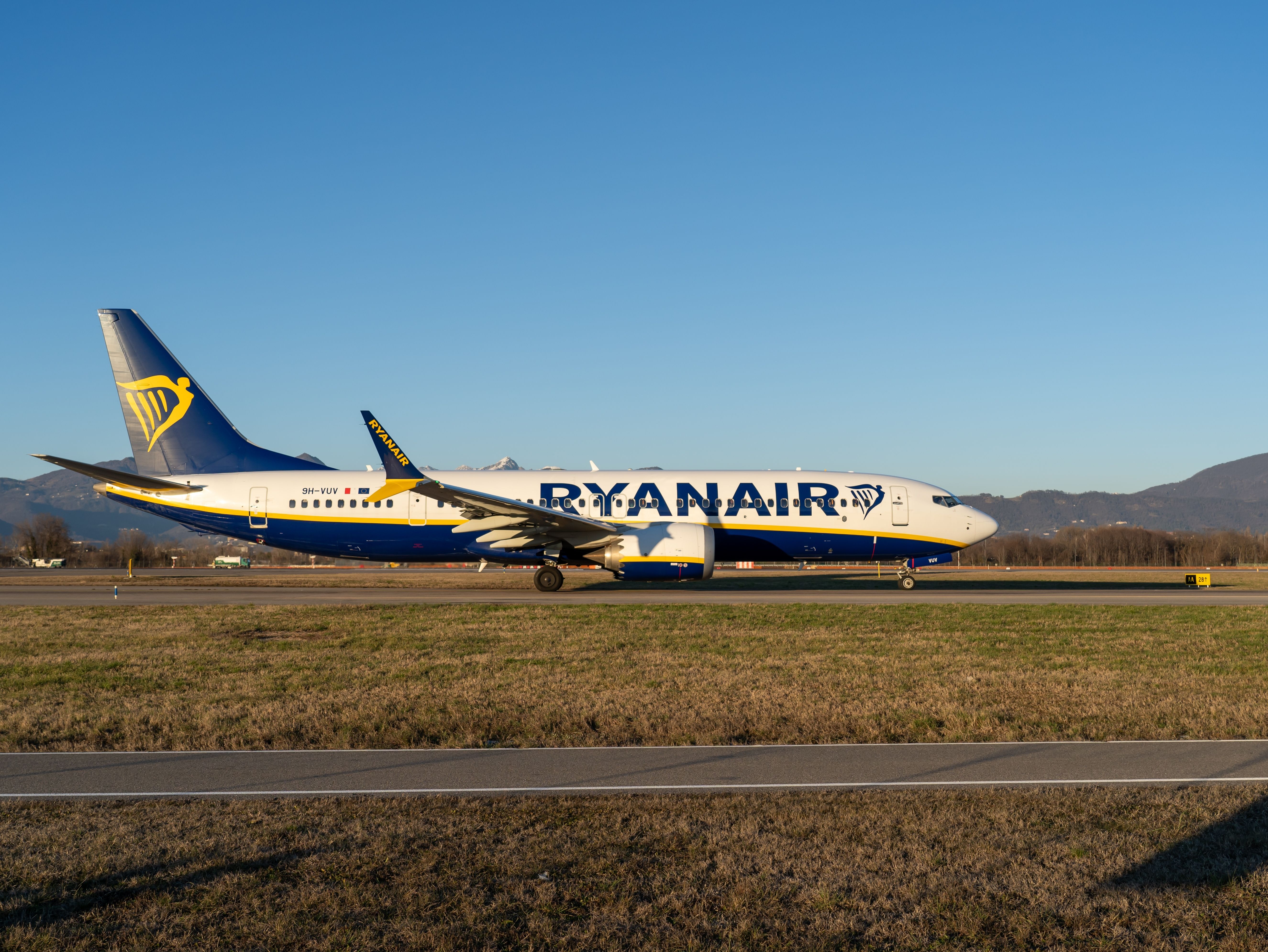 Ryanair Boeing 737 MAX Taxiing In Bergamo